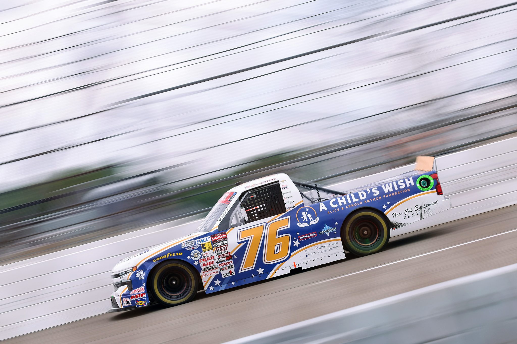 RICHMOND, VIRGINIA - AUGUST 15: Spencer Boyd, driver of the #76 A Child's Wish Foundation Chevrolet, drives during the NASCAR Craftsman Truck Series Black's Tire 250 presented by BTS Rewards at Richmond Raceway on August 15, 2026 in Richmond, Virginia. (Photo by David Jensen/Getty Images) | Getty Images