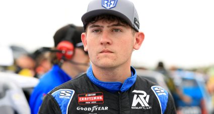INDIANAPOLIS, INDIANA - JULY 24: Dawson Sutton, driver of the #26 Rackley Roofing Chevrolet, looks on during qualifying for the NASCAR Craftsman Truck Series TSport 200 at Lucas Oil Indianapolis Raceway Park on July 24, 2026 in Indianapolis, Indiana. (Photo by Justin Casterline/Getty Images) | Getty Images