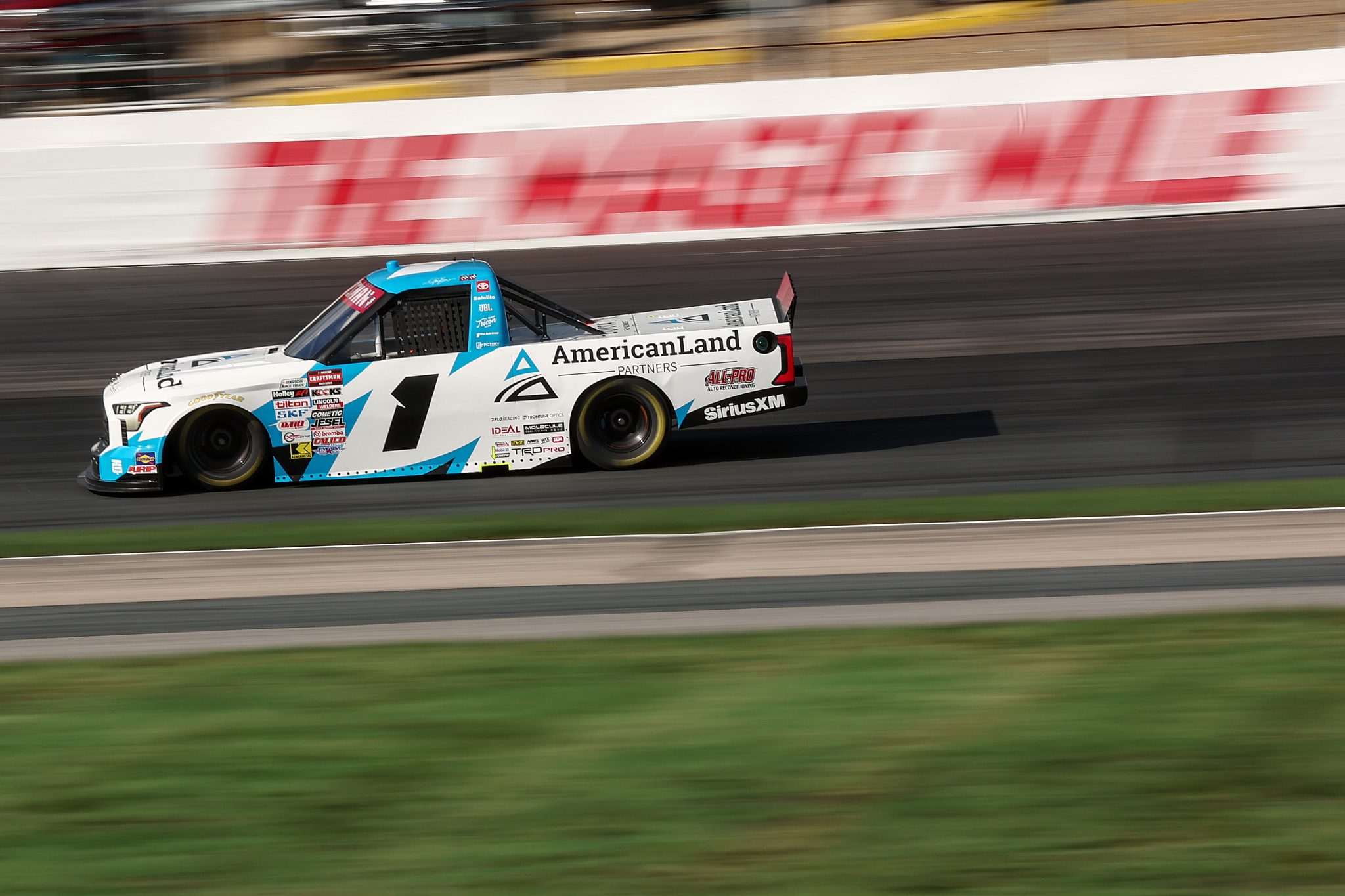 LOUDON, NEW HAMPSHIRE - AUGUST 21: Gavan Boschele, driver of the #1 American Land Partners Toyota, drives during practice for the NASCAR Craftsman Truck Series Team EJP 175 at New Hampshire Motor Speedway on August 21, 2026 in Loudon, New Hampshire. (Photo by Meg Oliphant/Getty Images) | Getty Images