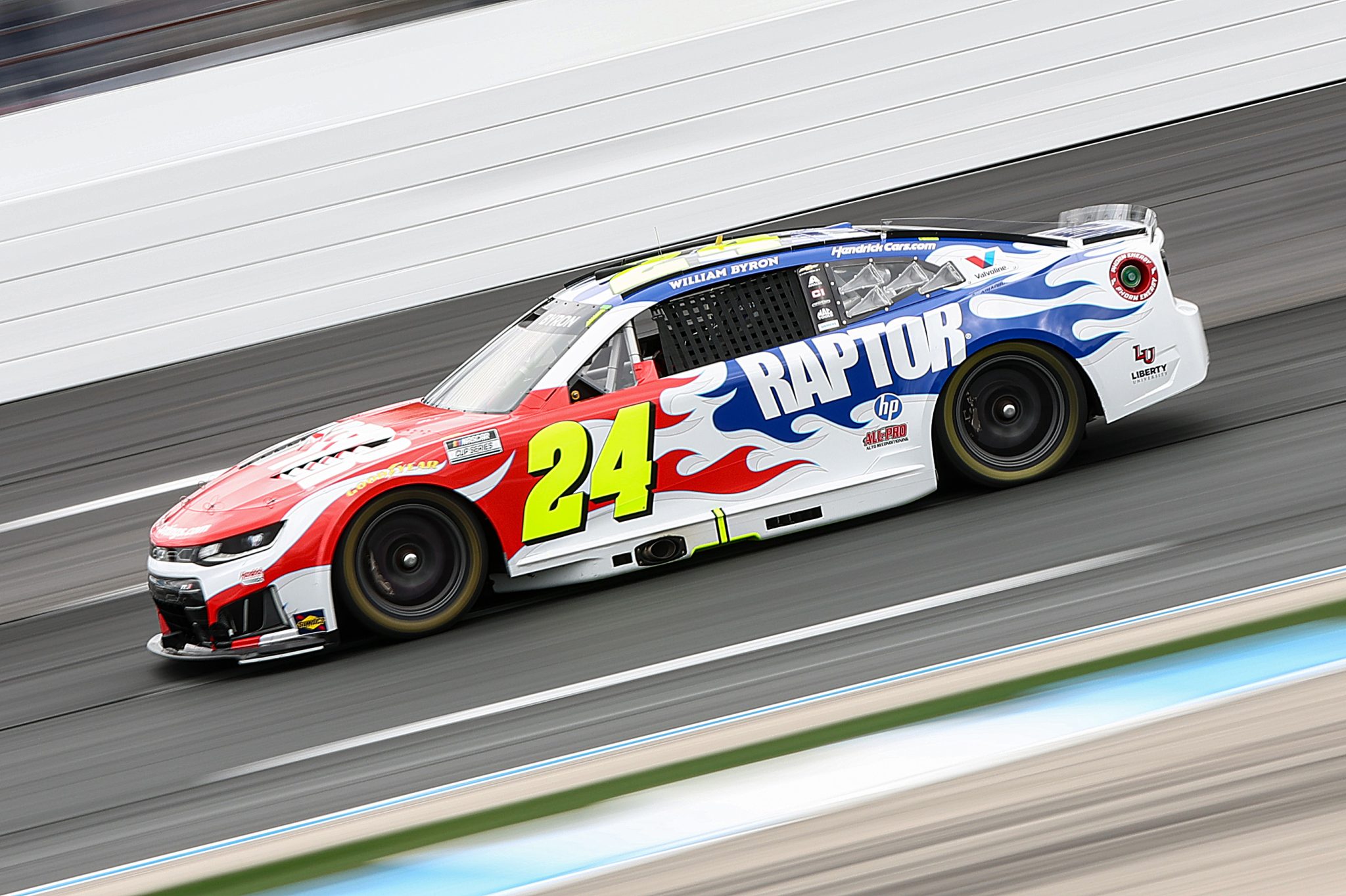 LOUDON, NEW HAMPSHIRE - AUGUST 22: William Byron, driver of the #24 Raptor Chevrolet, drives during practice for the NASCAR Cup Series Dollar Tree 301at New Hampshire Motor Speedway on August 22, 2026 in Loudon, New Hampshire. (Photo by Meg Oliphant/Getty Images) | Getty Images