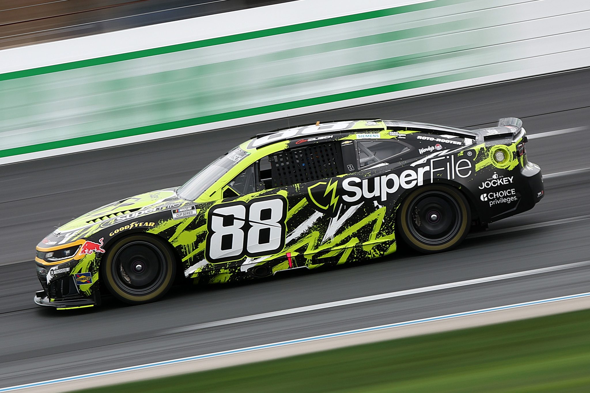 LOUDON, NEW HAMPSHIRE - AUGUST 22: Connor Zilisch, driver of the #88 Superfile Chevrolet, drives during practice for the NASCAR Cup Series Dollar Tree 301at New Hampshire Motor Speedway on August 22, 2026 in Loudon, New Hampshire. (Photo by Meg Oliphant/Getty Images) | Getty Images