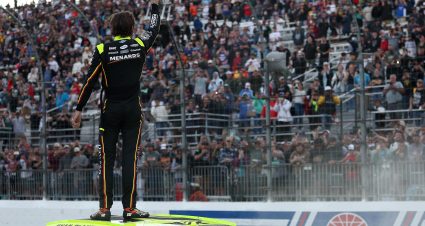 LOUDON, NEW HAMPSHIRE - AUGUST 23: Ryan Blaney, driver of the #12 Menards/Dutch Boy Ford, gives a thumbs up to fans after winning the NASCAR Cup Series Dollar Tree 301 at New Hampshire Motor Speedway on August 23, 2026 in Loudon, New Hampshire. (Photo by Meg Oliphant/Getty Images) | Getty Images
