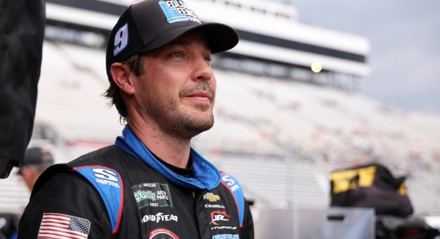 MARTINSVILLE, VIRGINIA - MARCH 27: Lee Pulliam, driver of the #9 Folsom Fence Supply Chevrolet, looks on during practice for the NASCAR O'Reilly Auto Parts Series NFPA 250 at Martinsville Speedway on March 27, 2026 in Martinsville, Virginia. (Photo by David Jensen/Getty Images) | Getty Images