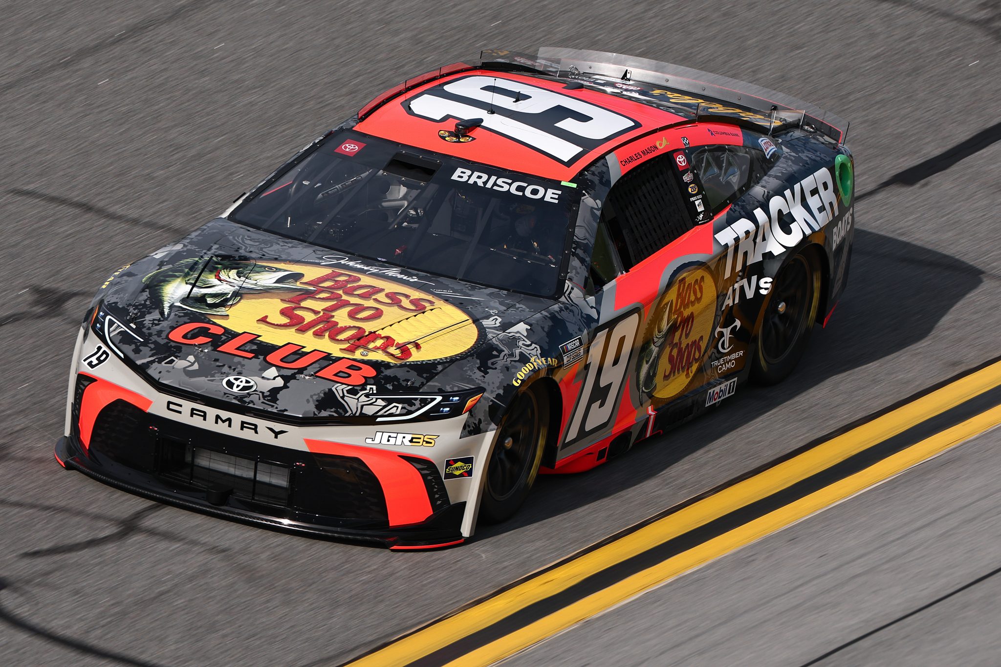 DAYTONA BEACH, FLORIDA - AUGUST 28: Chase Briscoe, driver of the #19 Bass Pro Shops Toyota, drives during qualifying for the NASCAR Cup Series Coke Zero Sugar 400 at Daytona International Speedway on August 28, 2026 in Daytona Beach, Florida. (Photo by Chris Graythen/Getty Images) | Getty Images