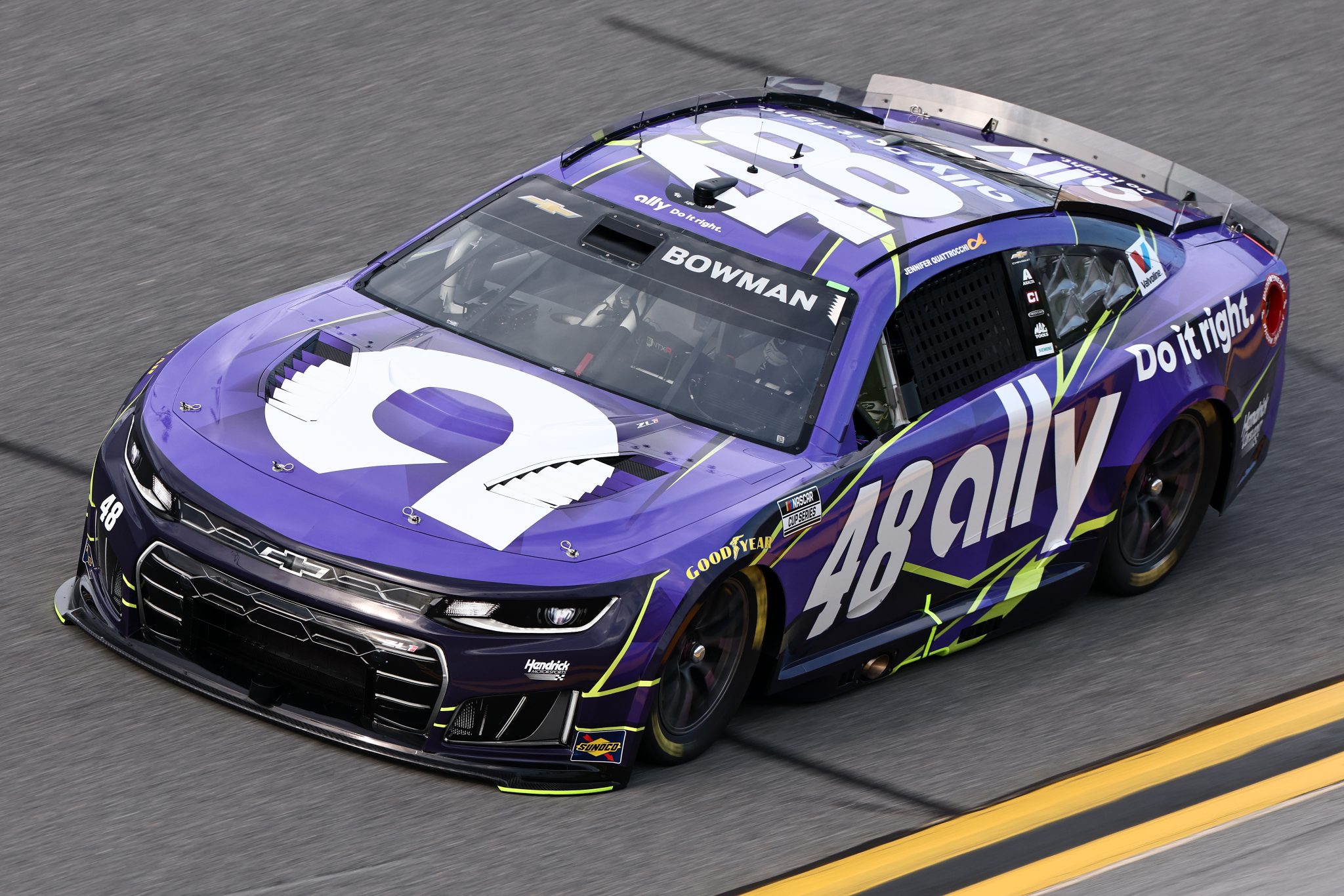 DAYTONA BEACH, FLORIDA - AUGUST 28: Alex Bowman, driver of the #48 Ally Chevrolet, drives during qualifying for the NASCAR Cup Series Coke Zero Sugar 400 at Daytona International Speedway on August 28, 2026 in Daytona Beach, Florida. (Photo by Chris Graythen/Getty Images) | Getty Images