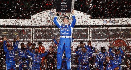 DAYTONA BEACH, FLORIDA - AUGUST 29: Ryan Preece, driver of the #60 Kroger/OIKOS Ford, celebrates in victory lane after winning the NASCAR Cup Series Coke Zero Sugar 400 at Daytona International Speedway on August 29, 2026 in Daytona Beach, Florida. (Photo by Sean Gardner/Getty Images) | Getty Images