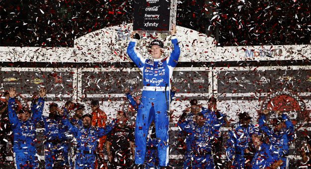 DAYTONA BEACH, FLORIDA - AUGUST 29: Ryan Preece, driver of the #60 Kroger/OIKOS Ford, celebrates in victory lane after winning the NASCAR Cup Series Coke Zero Sugar 400 at Daytona International Speedway on August 29, 2026 in Daytona Beach, Florida. (Photo by Sean Gardner/Getty Images) | Getty Images
