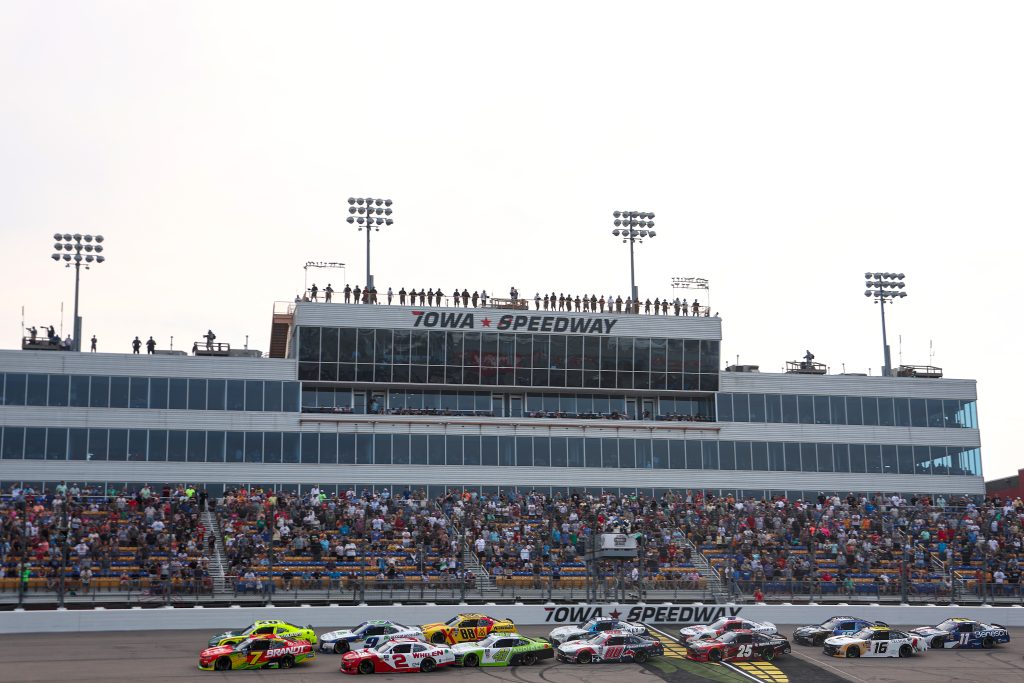 NEWTON, IOWA - AUGUST 02: A general view of racing during the NASCAR Xfinity Series HyVee Perks 250 at Iowa Speedway on August 02, 2025 in Newton, Iowa. (Photo by Meg Oliphant/Getty Images) | Getty Images