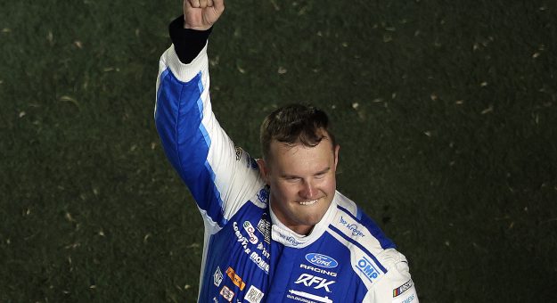DAYTONA BEACH, FLORIDA - AUGUST 29: Ryan Preece, driver of the #60 Kroger/OIKOS Ford, celebrates after winning the NASCAR Cup Series Coke Zero Sugar 400 at Daytona International Speedway on August 29, 2026 in Daytona Beach, Florida. (Photo by James Gilbert/Getty Images) | Getty Images