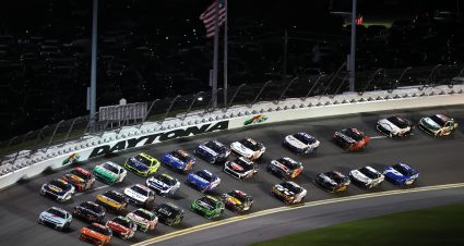 DAYTONA BEACH, FLORIDA - AUGUST 29: Brad Keselowski, driver of the #6 Consumer Cellular Ford, and Cody Ware, driver of the #51 Super.com Chevrolet, lead the field during the NASCAR Cup Series Coke Zero Sugar 400 at Daytona International Speedway on August 29, 2026 in Daytona Beach, Florida. (Photo by James Gilbert/Getty Images) | Getty Images