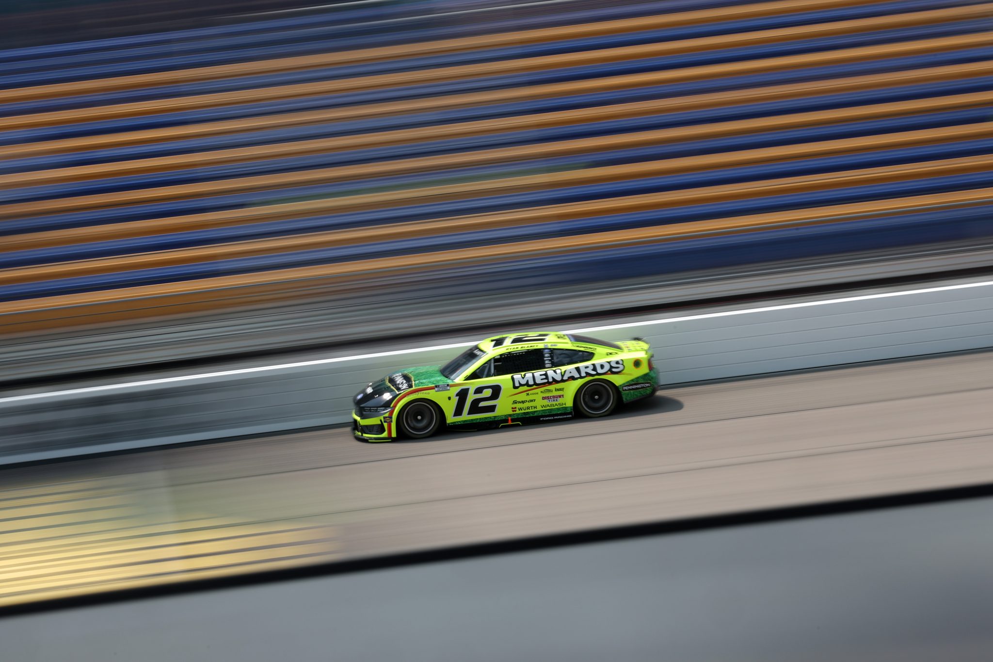 NEWTON, IOWA - AUGUST 08: Ryan Blaney, driver of the #12 Menards/Pennington Ford, drives during practice for the NASCAR Cup Series Iowa Corn 350 Powered by Ethanol at Iowa Speedway on August 08, 2026 in Newton, Iowa. (Photo by Chris Graythen/Getty Images) | Getty Images