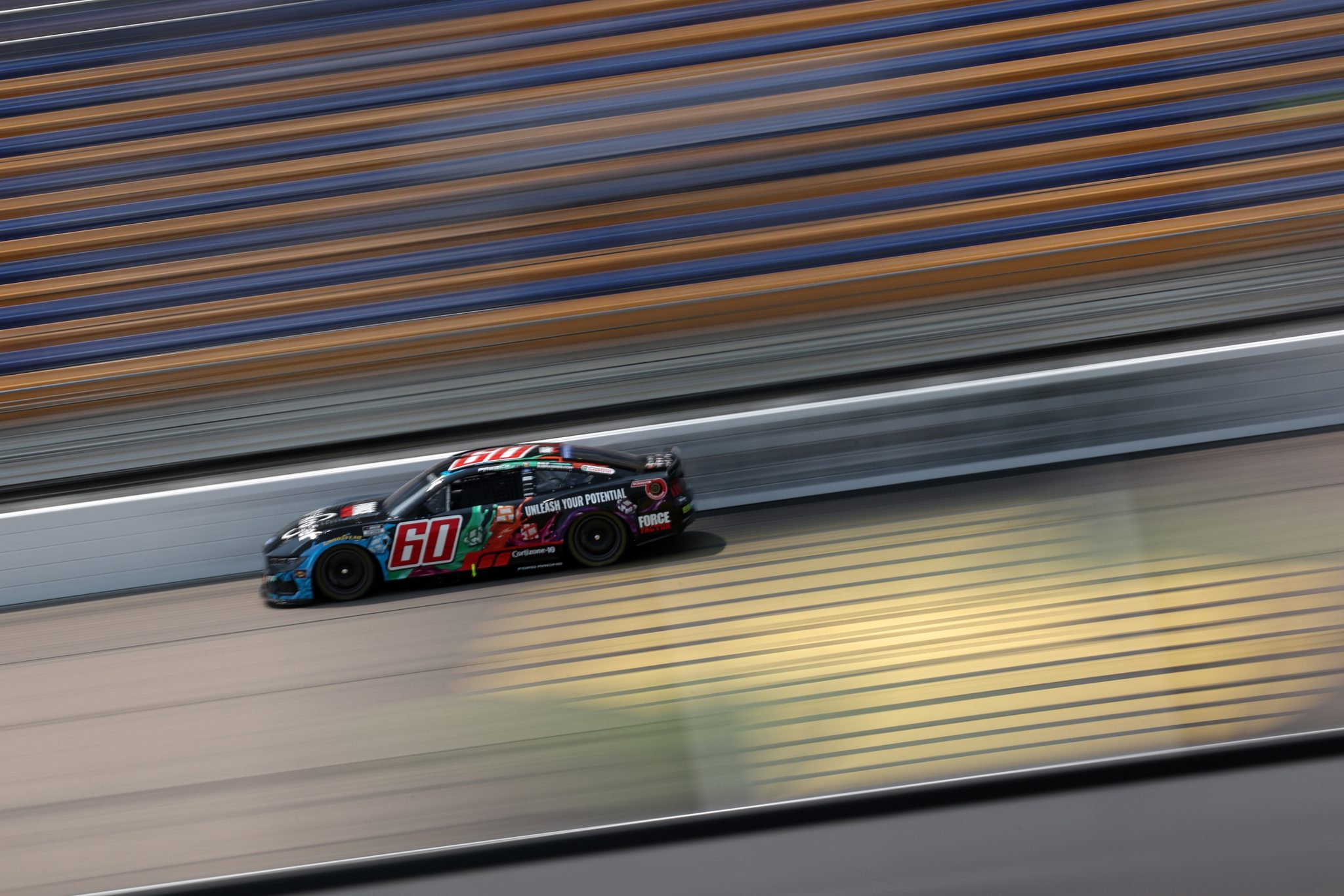NEWTON, IOWA - AUGUST 08: Ryan Preece, driver of the #60 Kroger/Force Factor Ford, drives during practice for the NASCAR Cup Series Iowa Corn 350 Powered by Ethanol at Iowa Speedway on August 08, 2026 in Newton, Iowa. (Photo by Chris Graythen/Getty Images) | Getty Images