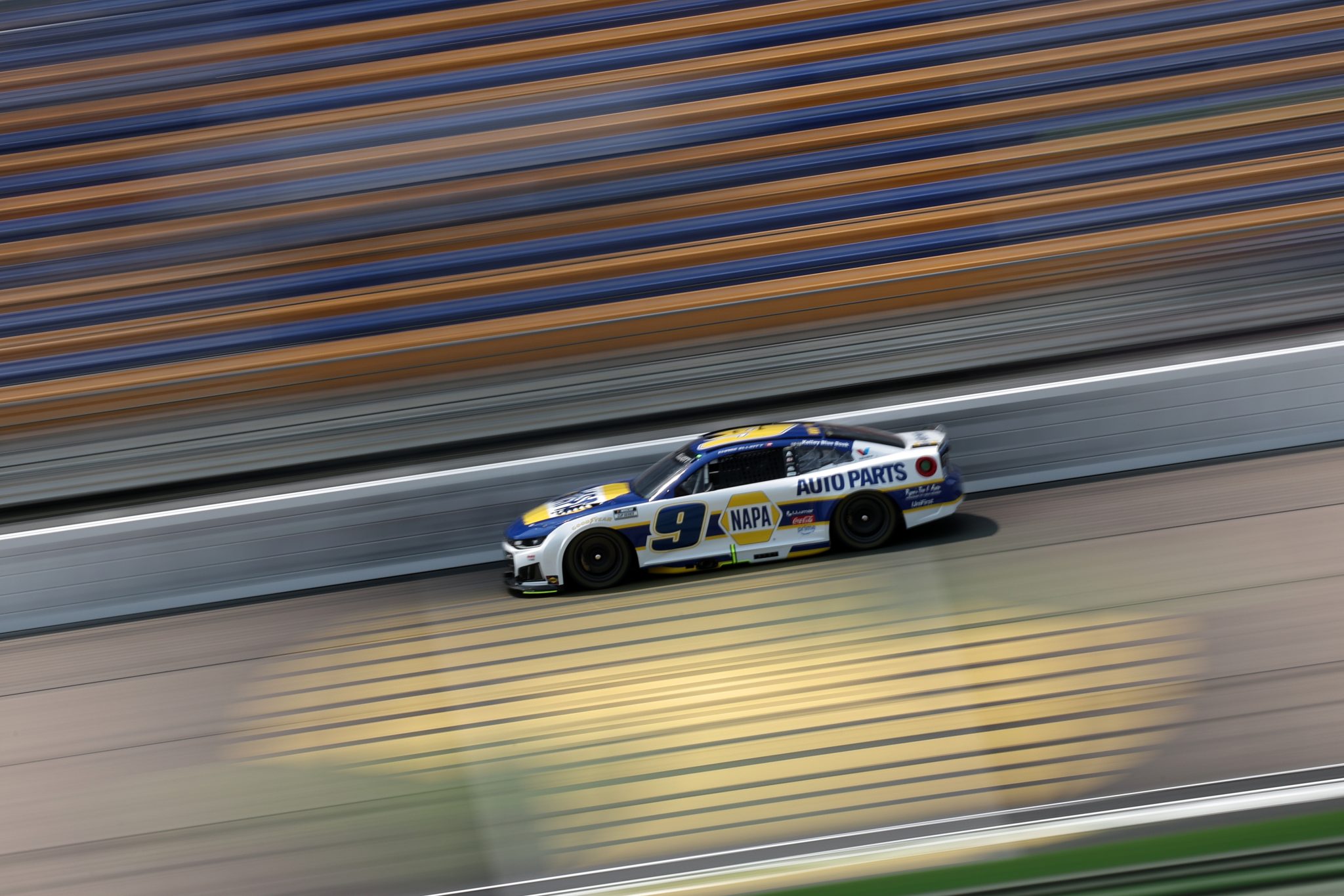 NEWTON, IOWA - AUGUST 08: Chase Elliott, driver of the #9 NAPA Auto Parts Chevrolet, drives during practice for the NASCAR Cup Series Iowa Corn 350 Powered by Ethanol at Iowa Speedway on August 08, 2026 in Newton, Iowa. (Photo by Chris Graythen/Getty Images) | Getty Images
