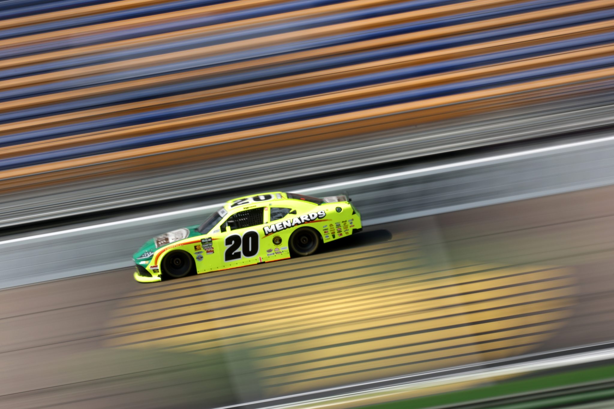 NEWTON, IOWA - AUGUST 08: Brandon Jones, driver of the #20 Menards/Master Gardens Toyota, drives during practice for the NASCAR O'Reilly Auto Parts Series HyVee Perks 250 at Iowa Speedway on August 08, 2026 in Newton, Iowa. (Photo by Chris Graythen/Getty Images) | Getty Images