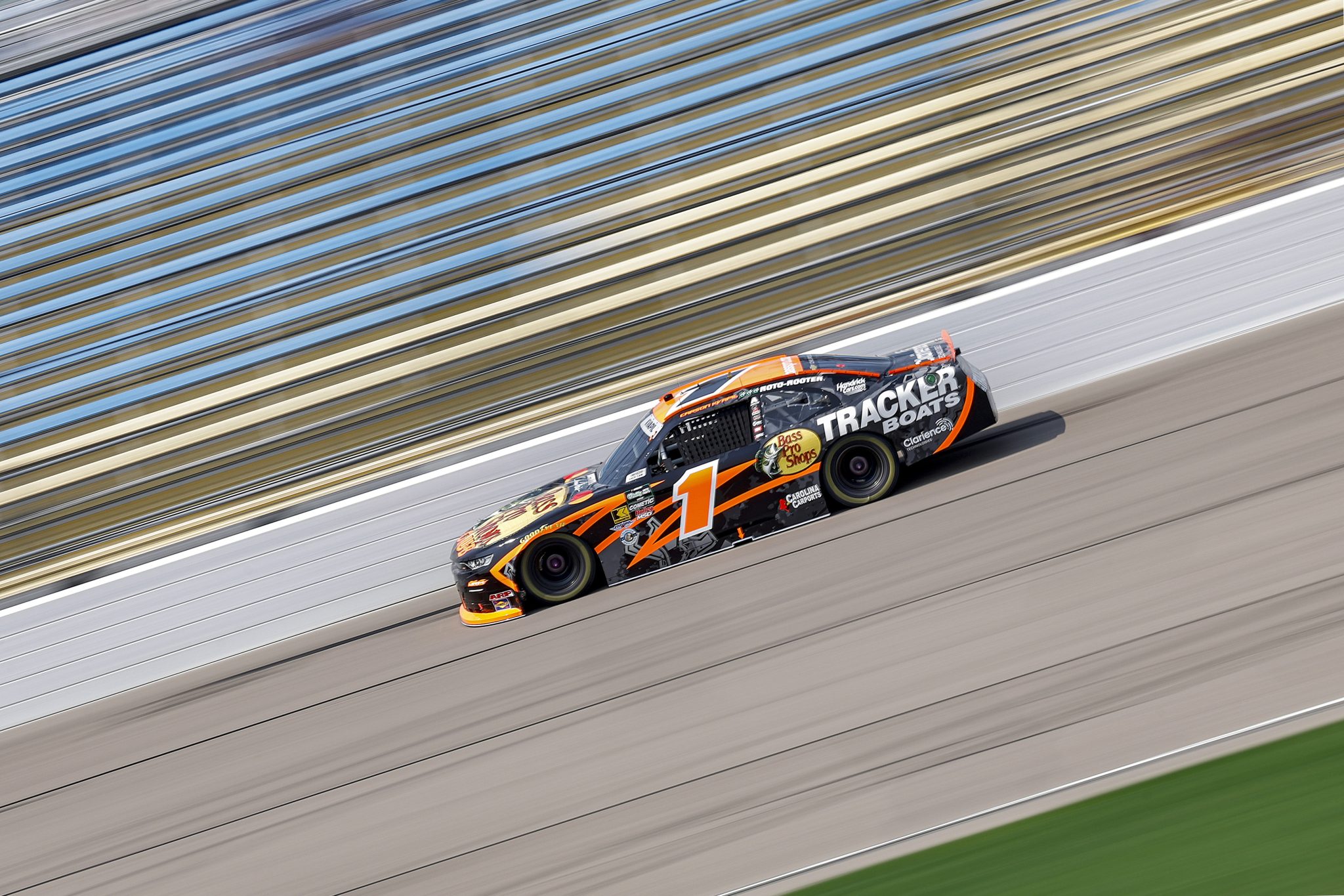 NEWTON, IOWA - AUGUST 08: Carson Kvapil, driver of the #1 Bass Pro Shops Chevrolet, drives during practice for the NASCAR O'Reilly Auto Parts Series HyVee Perks 250 at Iowa Speedway on August 08, 2026 in Newton, Iowa. (Photo by Sean Gardner/Getty Images) | Getty Images