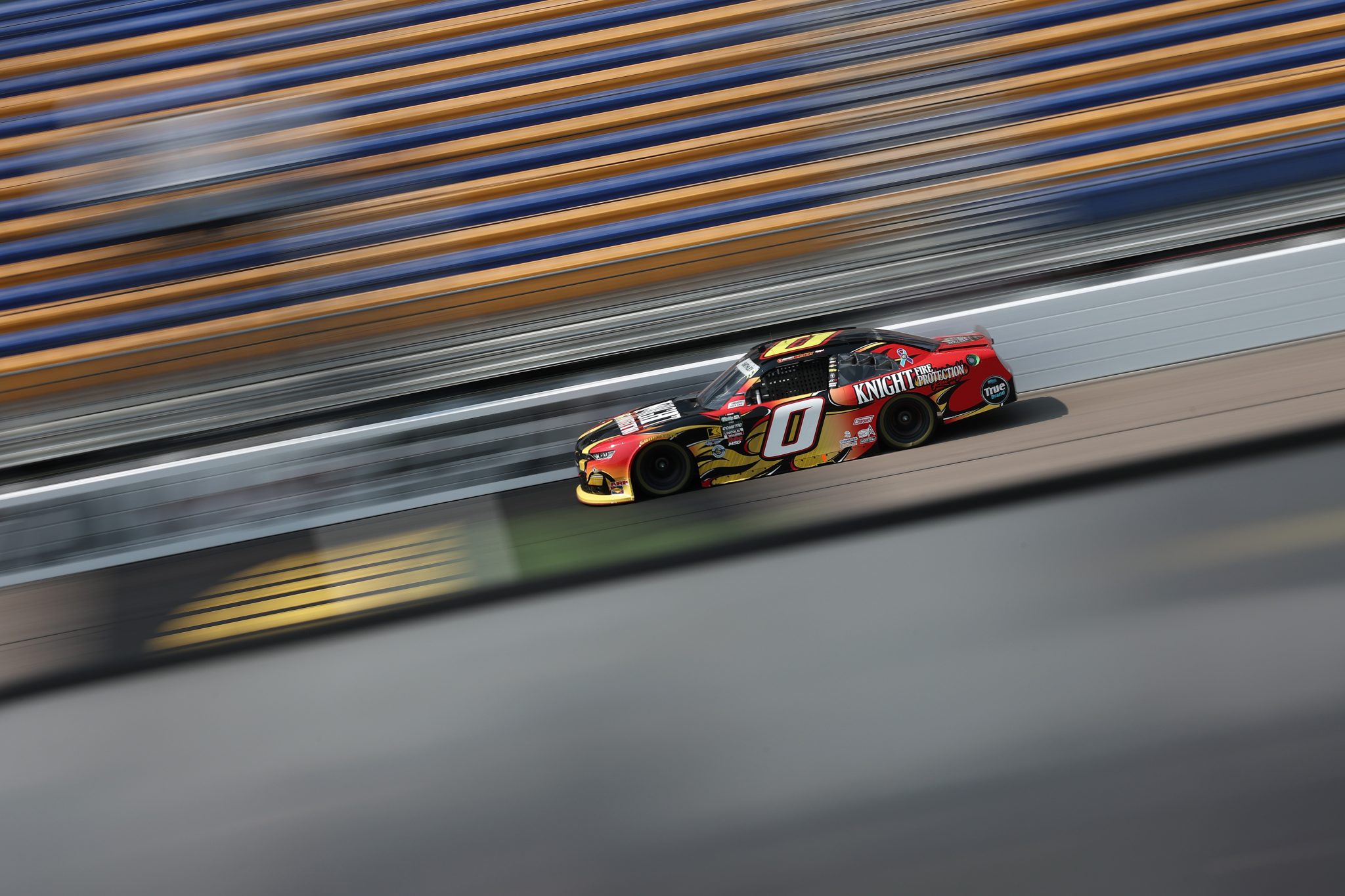 NEWTON, IOWA - AUGUST 08: Garrett Smithley, driver of the #0 Knight Fire Chevrolet, drives during practice for the NASCAR O'Reilly Auto Parts Series HyVee Perks 250 at Iowa Speedway on August 08, 2026 in Newton, Iowa. (Photo by Chris Graythen/Getty Images) | Getty Images
