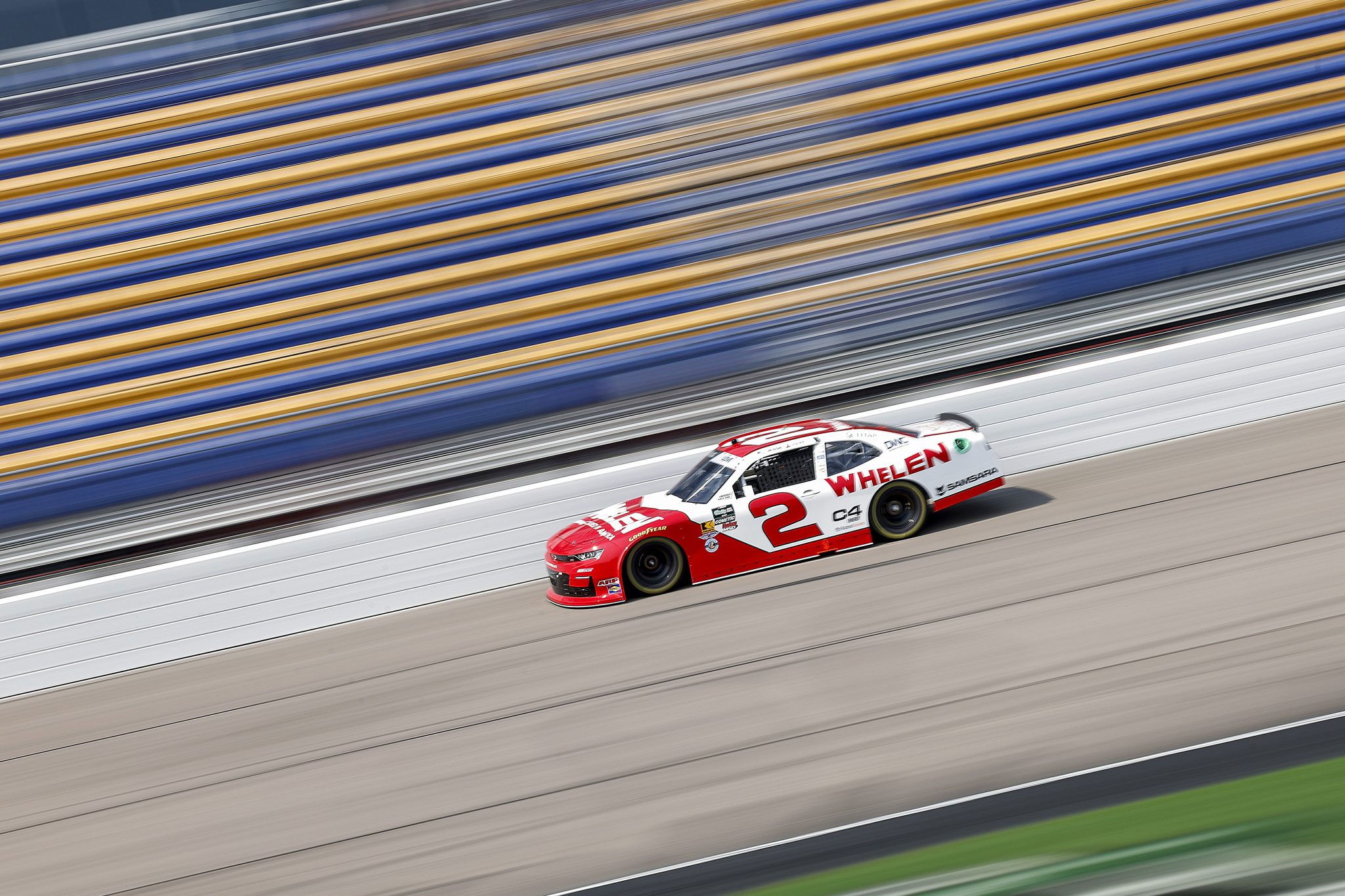 NEWTON, IOWA - AUGUST 08: Jesse Love, driver of the #2 Whelen Chevrolet, drives during practice for the NASCAR O'Reilly Auto Parts Series HyVee Perks 250 at Iowa Speedway on August 08, 2026 in Newton, Iowa. (Photo by Sean Gardner/Getty Images) | Getty Images