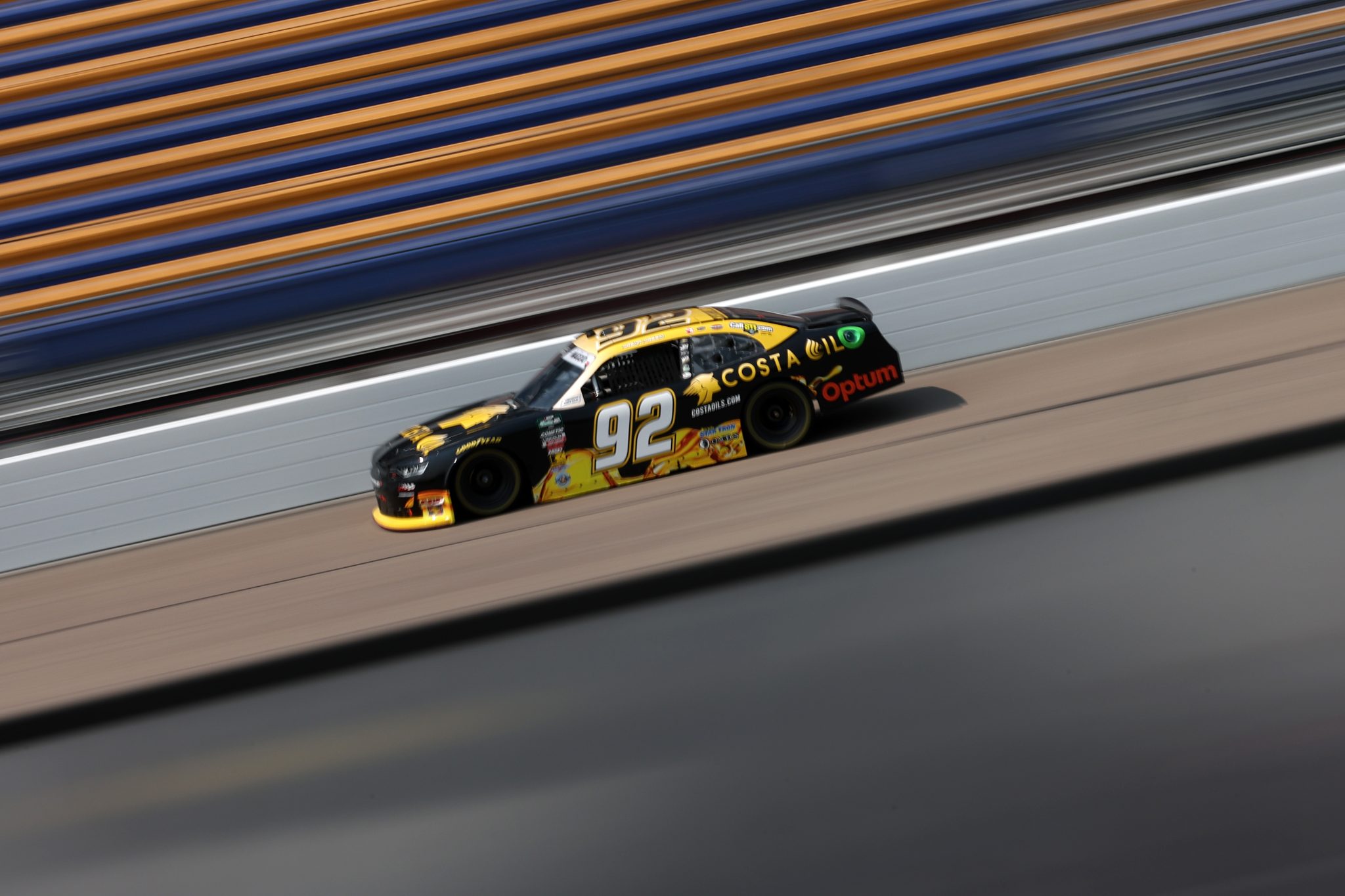 NEWTON, IOWA - AUGUST 08: Mason Maggio, driver of the #92 Costa Oil Chevrolet, drives during practice for the NASCAR O'Reilly Auto Parts Series HyVee Perks 250 at Iowa Speedway on August 08, 2026 in Newton, Iowa. (Photo by Chris Graythen/Getty Images) | Getty Images