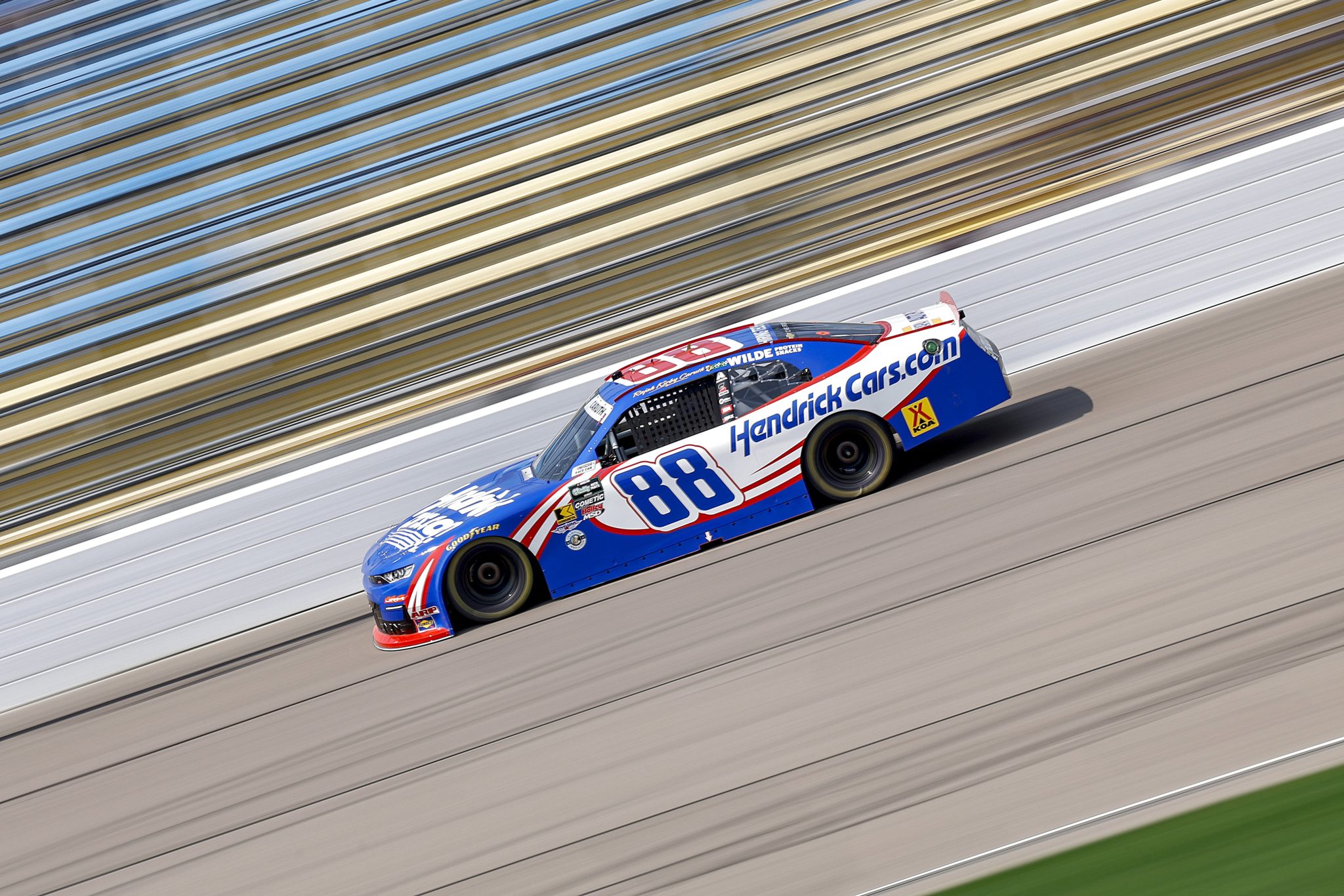 NEWTON, IOWA - AUGUST 08: Rajah Caruth, driver of the #88 HendrickCars.com Chevrolet, drives during practice for the NASCAR O'Reilly Auto Parts Series HyVee Perks 250 at Iowa Speedway on August 08, 2026 in Newton, Iowa. (Photo by Sean Gardner/Getty Images) | Getty Images