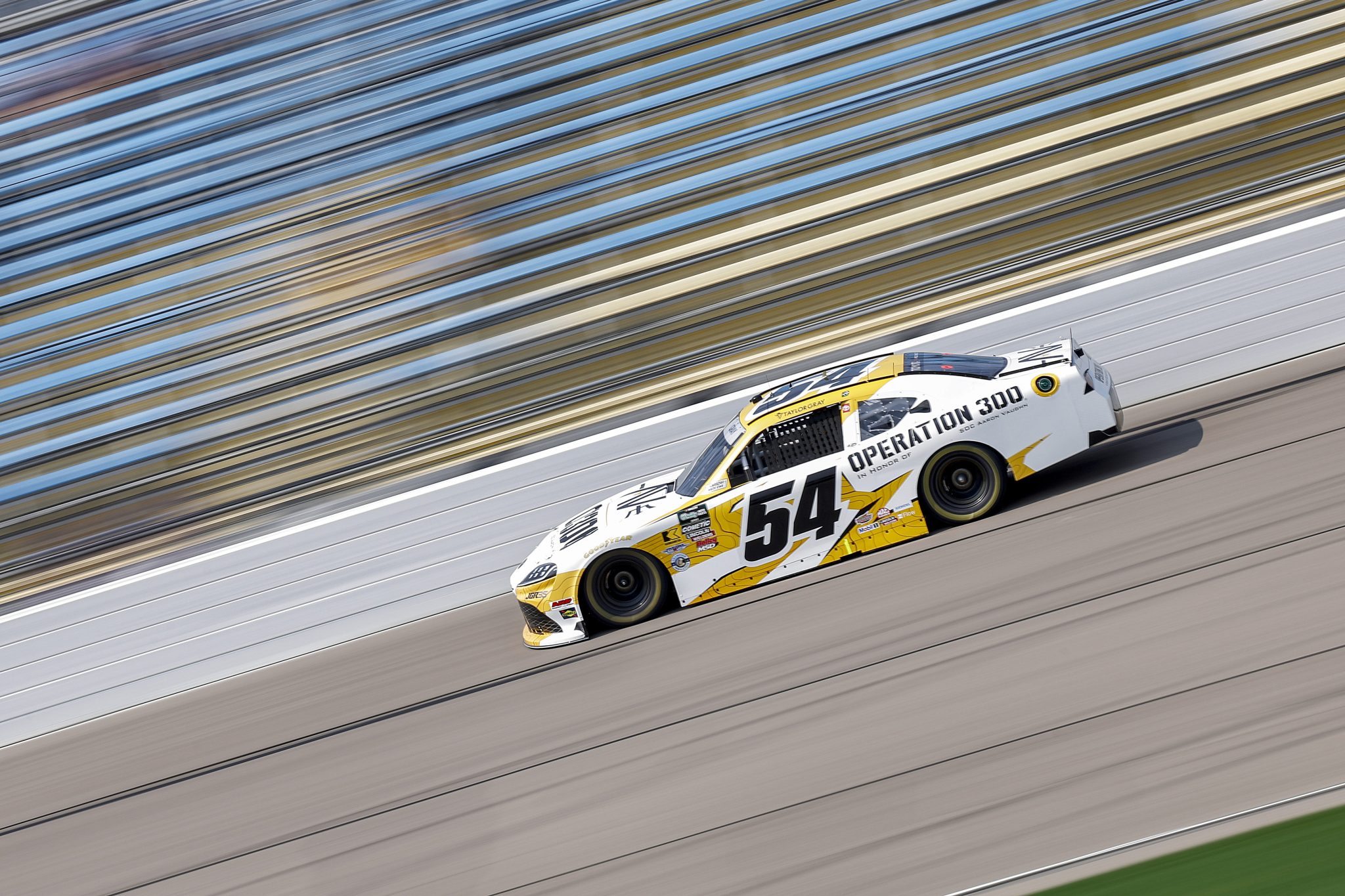 NEWTON, IOWA - AUGUST 08: Taylor Gray, driver of the #54 Operation 300 Toyota, drives during practice for the NASCAR O'Reilly Auto Parts Series HyVee Perks 250 at Iowa Speedway on August 08, 2026 in Newton, Iowa. (Photo by Sean Gardner/Getty Images) | Getty Images