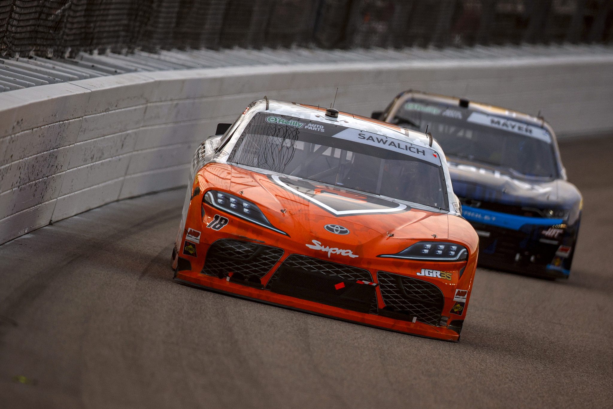NEWTON, IOWA - AUGUST 08: William Sawalich, driver of the #18 SoundGear Toyota, drives during the NASCAR O'Reilly Auto Parts Series HyVee Perks 250 at Iowa Speedway on August 08, 2026 in Newton, Iowa. (Photo by Sean Gardner/Getty Images) | Getty Images