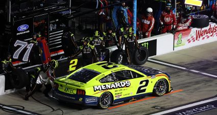 DAYTONA BEACH, FLORIDA - AUGUST 29: Austin Cindric, driver of the #2 Menards/Maytag Ford, pits during the NASCAR Cup Series Coke Zero Sugar 400 at Daytona International Speedway on August 29, 2026 in Daytona Beach, Florida. (Photo by James Gilbert/Getty Images) | Getty Images