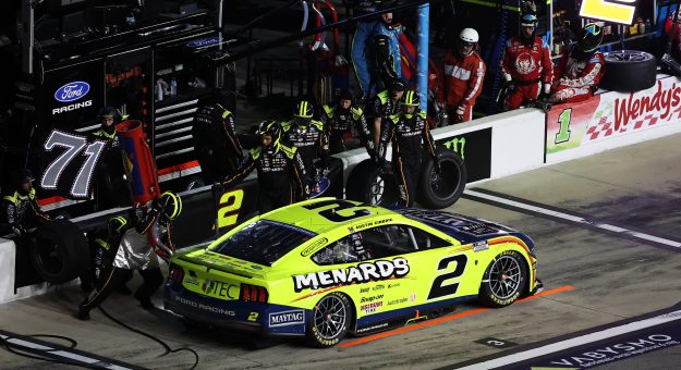 DAYTONA BEACH, FLORIDA - AUGUST 29: Austin Cindric, driver of the #2 Menards/Maytag Ford, pits during the NASCAR Cup Series Coke Zero Sugar 400 at Daytona International Speedway on August 29, 2026 in Daytona Beach, Florida. (Photo by James Gilbert/Getty Images) | Getty Images