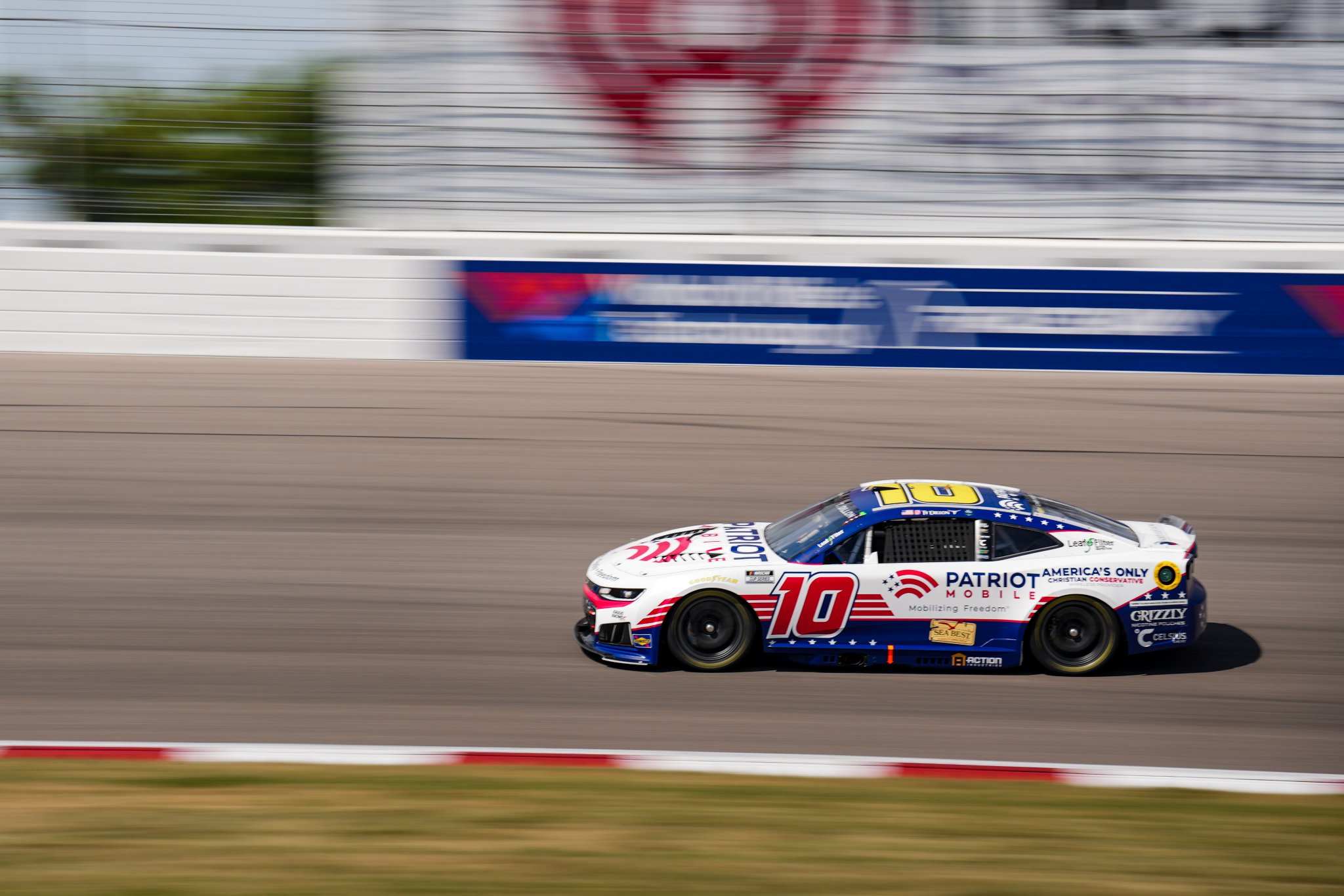 MADISON, ILLINOIS – SEPTEMBER 12: Ty Dillon, driver of the #10 Patriot Mobile Chevrolet, drives during preparation for the NASCAR Cup Series Enjoy Illinois 300 at WWT Raceway on September 12, 2026 in Madison, Illinois. (Photo from Kaulig Racing)