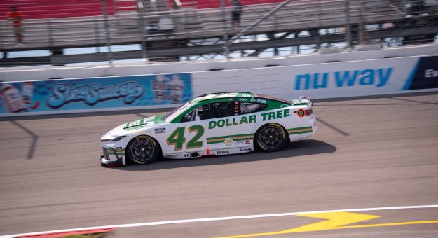 MADISON, ILLINOIS – SEPTEMBER 12: John Hunter Nemechek, driver of the #42 Dollar Tree Toyota, drives during preparation for the NASCAR Cup Series Enjoy Illinois 300 at WWT Raceway on September 12, 2026 in Madison, Illinois. (Photo from Legacy Motor Club)