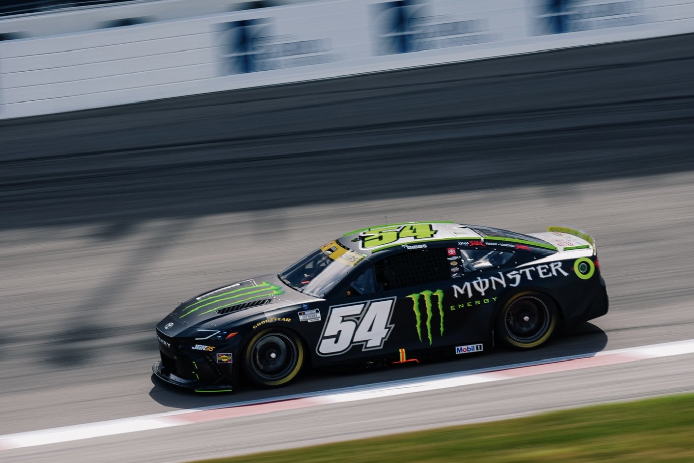 MADISON, ILLINOIS – SEPTEMBER 12: Ty Gibbs, driver of the #54 Monster Energy Toyota, drives during preparation for the NASCAR Cup Series Enjoy Illinois 300 at WWT Raceway on September 12, 2026 in Madison, Illinois. (Photo from Joe Gibbs Racing)