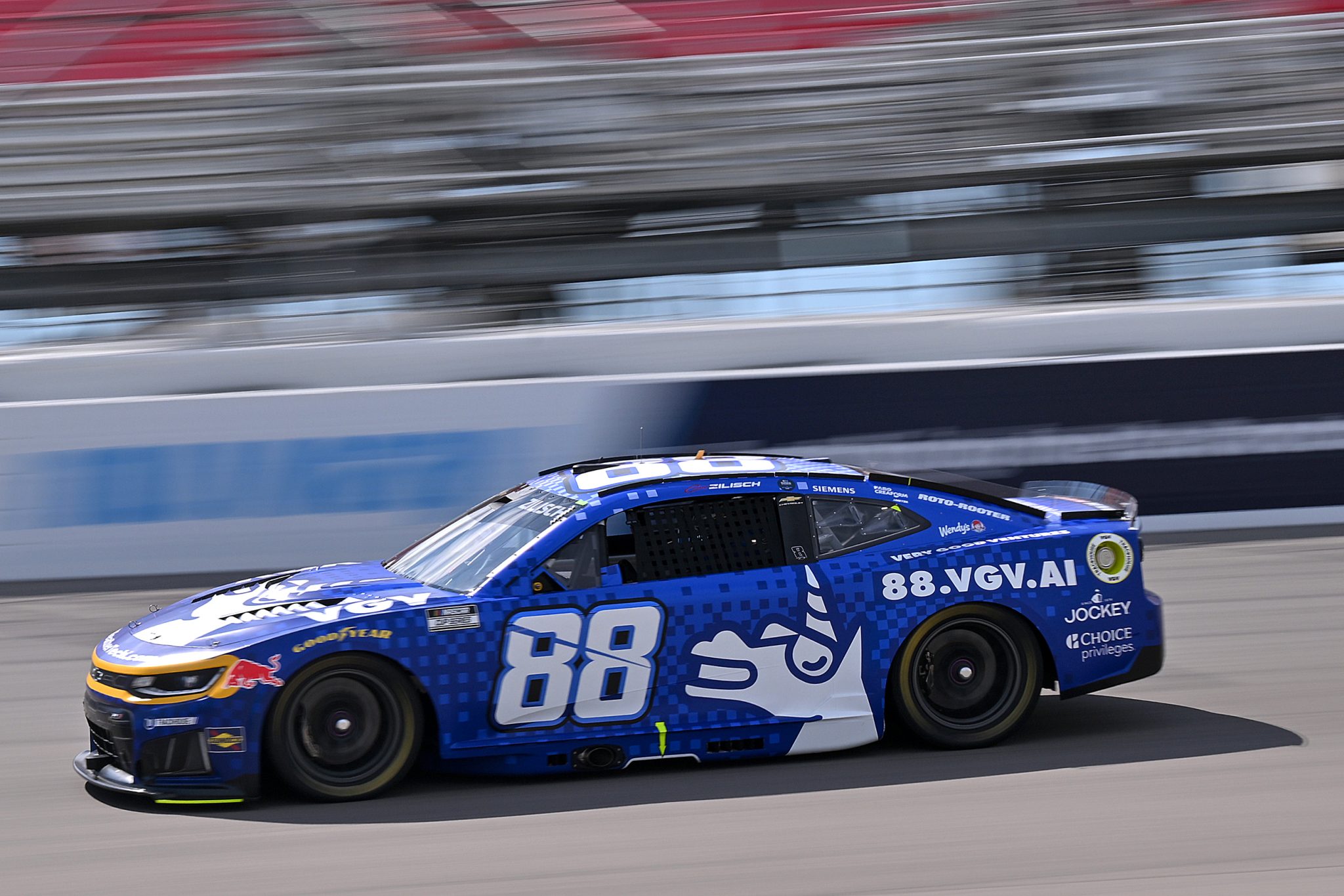 MADISON, ILLINOIS - SEPTEMBER 12: Connor Zilisch, driver of the #88 Very Good Ventures Chevrolet, drives during practice for the NASCAR Cup Series Cook Out Southern 500 at WWT Raceway on September 12, 2026 in Madison, Illinois. (Photo by Amy Kontras/Getty Images) | Getty Images