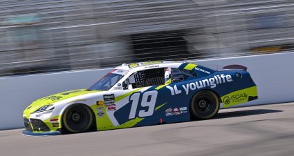 MADISON, ILLINOIS - SEPTEMBER 12: Brent Crews, driver of the #19 YoungLife Toyota, drives during practice for the NASCAR O'Reilly Auto Parts Series Nu Way 225 Powered by Bobcat and Sauced by Blues Hog at WWT Raceway on September 12, 2026 in Madison, Illinois. (Photo by Amy Kontras/Getty Images) | Getty Images
