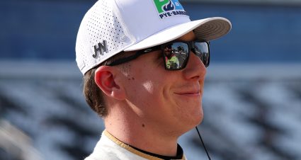 DAYTONA BEACH, FLORIDA - AUGUST 28: John H. Nemechek, driver of the #42 Pye-Barker Fire & Safety Toyota, looks on during qualifying for the NASCAR Cup Series Coke Zero Sugar 400 at Daytona International Speedway on August 28, 2026 in Daytona Beach, Florida. (Photo by James Gilbert/Getty Images) | Getty Images