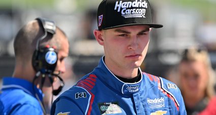 MADISON, ILLINOIS - SEPTEMBER 12: Corey Day, driver of the #17 HendrickCars.com Chevrolet, looks on during practice for the NASCAR O'Reilly Auto Parts Series Nu Way 225 Powered by Bobcat and Sauced by Blues Hog at WWT Raceway on September 12, 2026 in Madison, Illinois. (Photo by Amy Kontras/Getty Images) | Getty Images