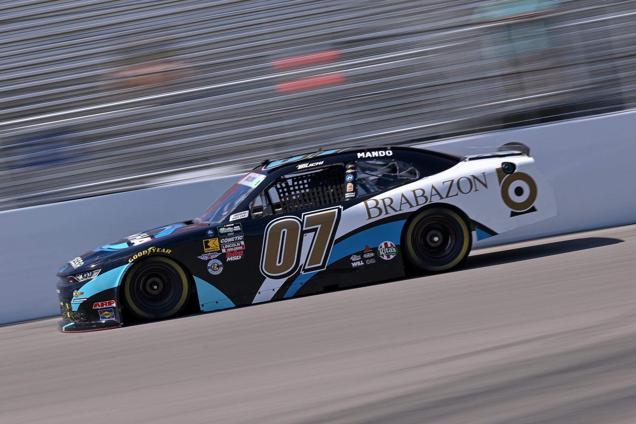 MADISON, ILLINOIS - SEPTEMBER 12: Josh Bilicki, driver of the #07 Kaishan/Brabazon Chevrolet, drives during practice for the NASCAR O'Reilly Auto Parts Series Nu Way 225 Powered by Bobcat and Sauced by Blues Hog at WWT Raceway on September 12, 2026 in Madison, Illinois. (Photo by Amy Kontras/Getty Images) | Getty Images