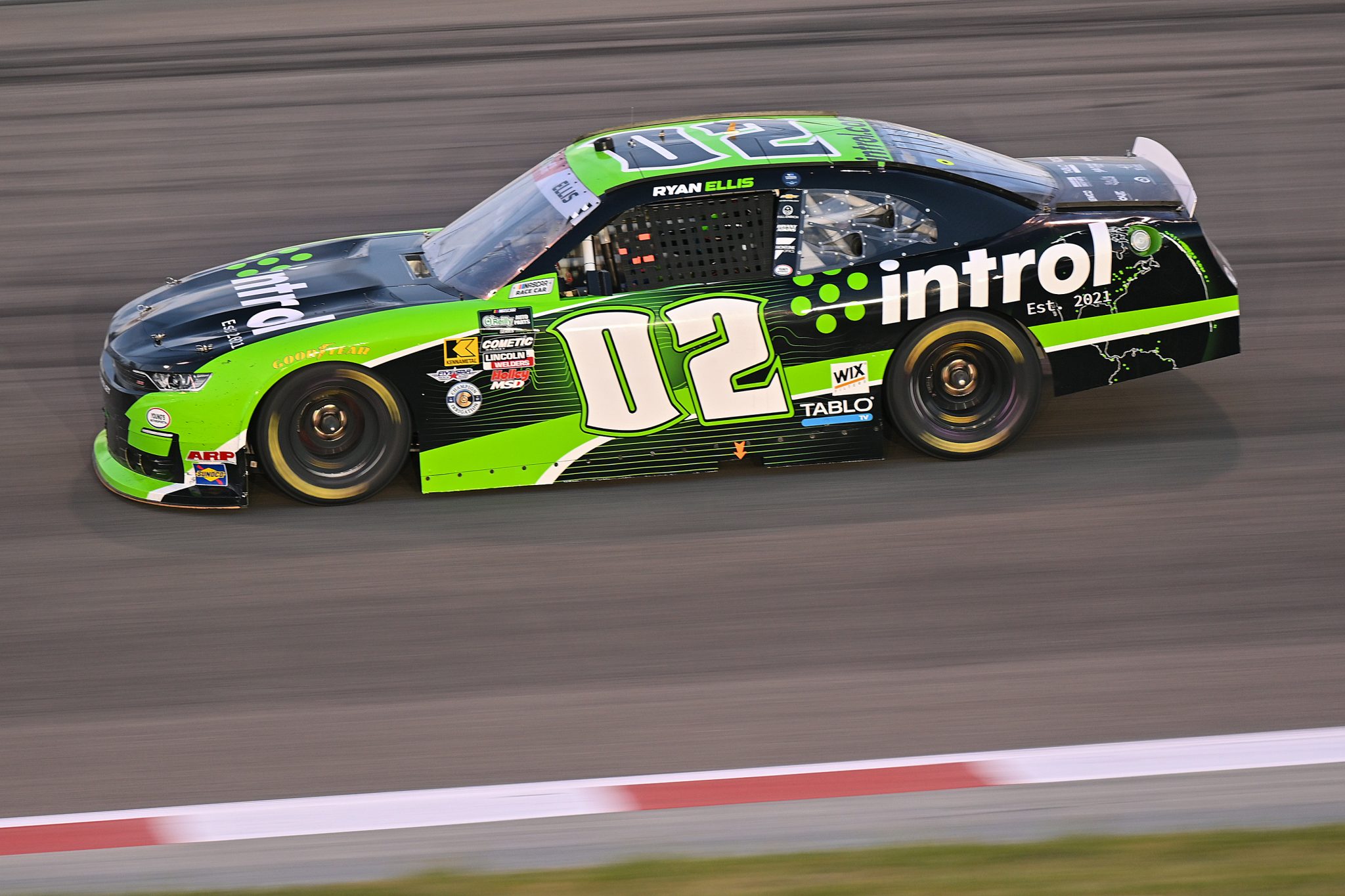 MADISON, ILLINOIS - SEPTEMBER 12: Ryan Ellis, driver of the #02 Introl Chevrolet, drives during the NASCAR O'Reilly Auto Parts Series Nu Way 225 Powered by Bobcat and Sauced by Blues Hog at WWT Raceway on September 12, 2026 in Madison, Illinois. (Photo by Amy Kontras/Getty Images) | Getty Images