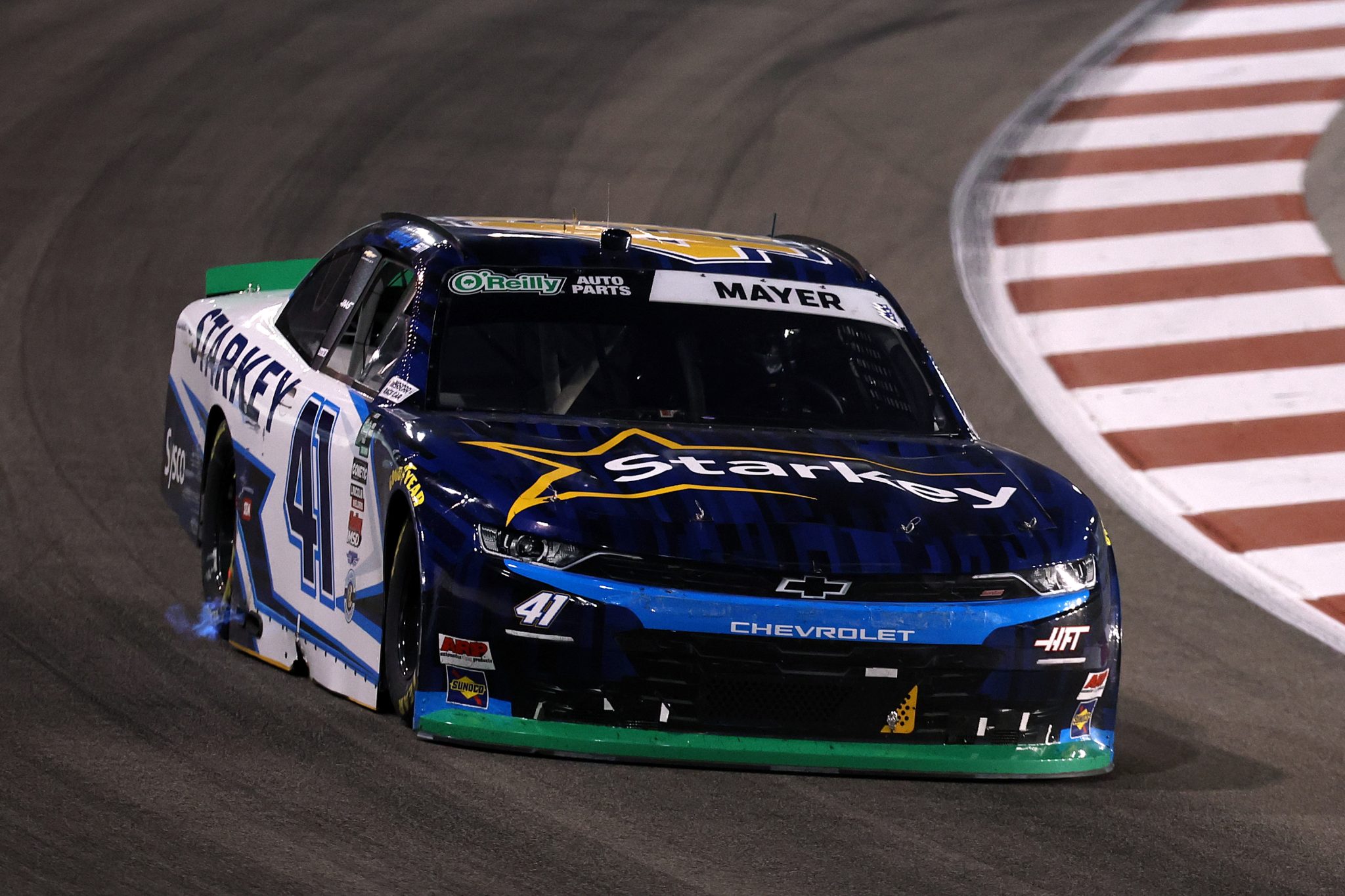 MADISON, ILLINOIS - SEPTEMBER 12: Sam Mayer, driver of the #41 Starkey Chevrolet, drives during the NASCAR O'Reilly Auto Parts Series Nu Way 225 Powered by Bobcat and Sauced by Blues Hog at WWT Raceway on September 12, 2026 in Madison, Illinois. (Photo by Chris Graythen/Getty Images) | Getty Images