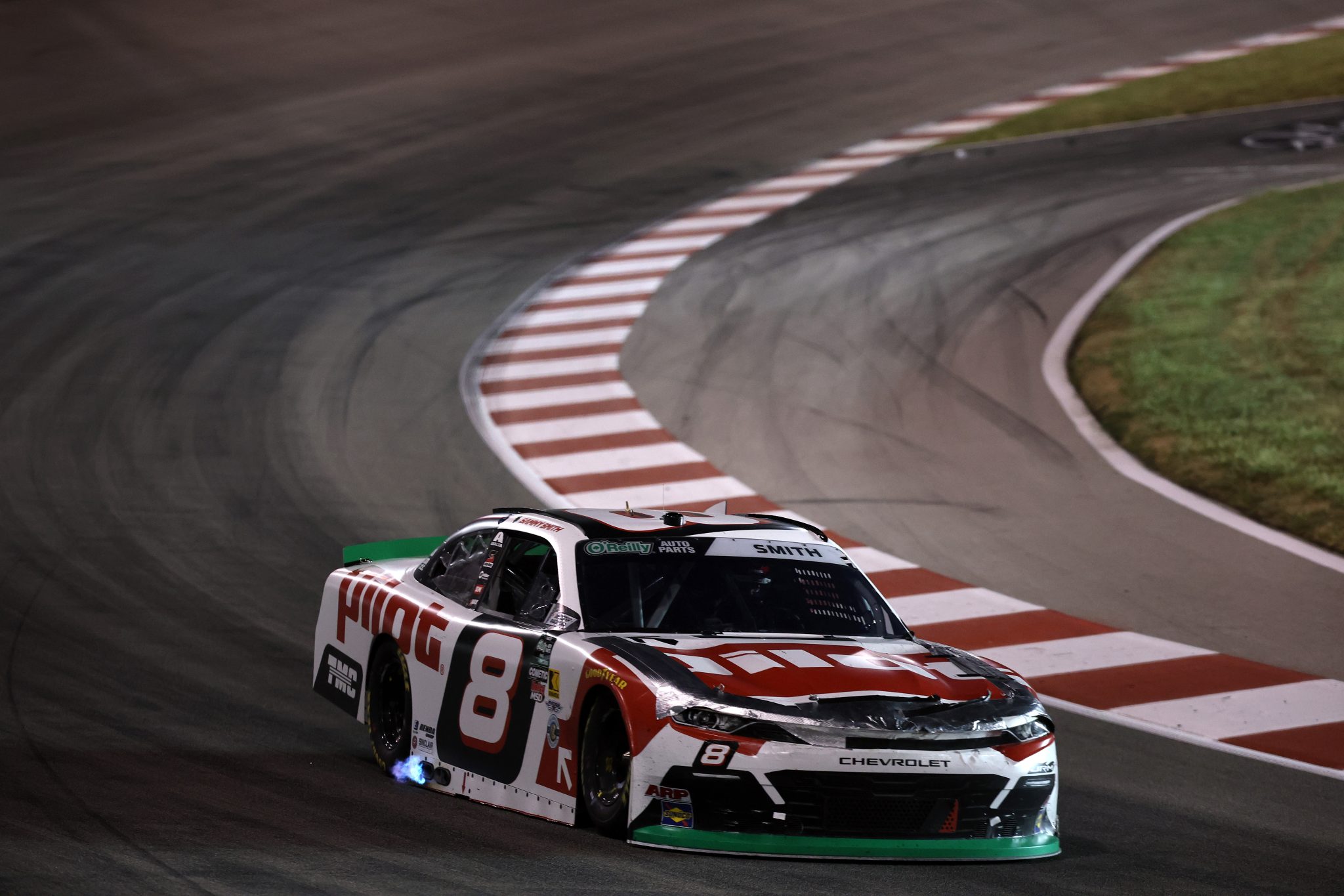 MADISON, ILLINOIS - SEPTEMBER 12: Sammy Smith, driver of the #8 Pilot Chevrolet, drives during the NASCAR O'Reilly Auto Parts Series Nu Way 225 Powered by Bobcat and Sauced by Blues Hog at WWT Raceway on September 12, 2026 in Madison, Illinois. (Photo by Chris Graythen/Getty Images) | Getty Images