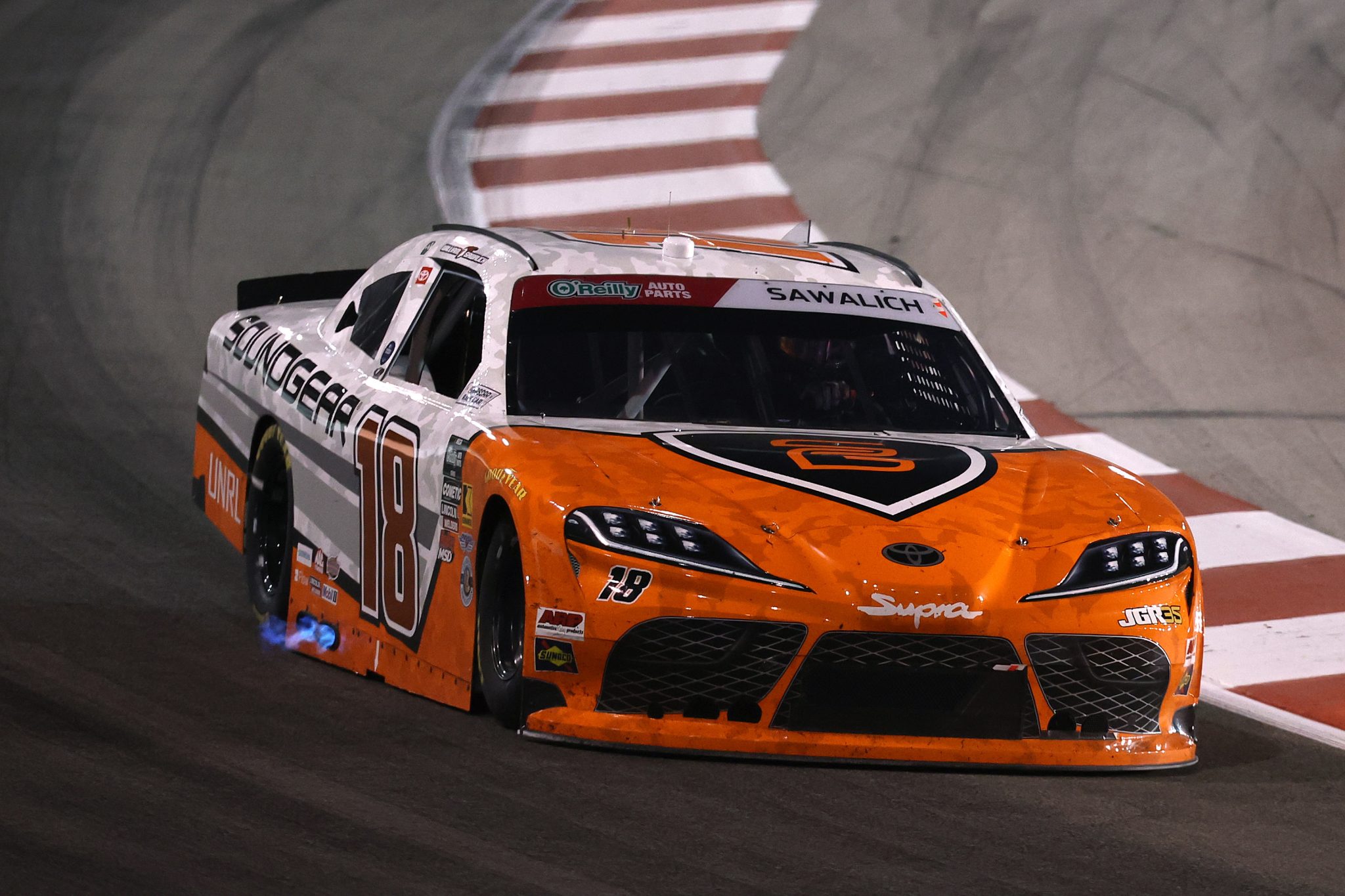 MADISON, ILLINOIS - SEPTEMBER 12: William Sawalich, driver of the #18 SoundGear Toyota, drives during the NASCAR O'Reilly Auto Parts Series Nu Way 225 Powered by Bobcat and Sauced by Blues Hog at WWT Raceway on September 12, 2026 in Madison, Illinois. (Photo by Chris Graythen/Getty Images) | Getty Images