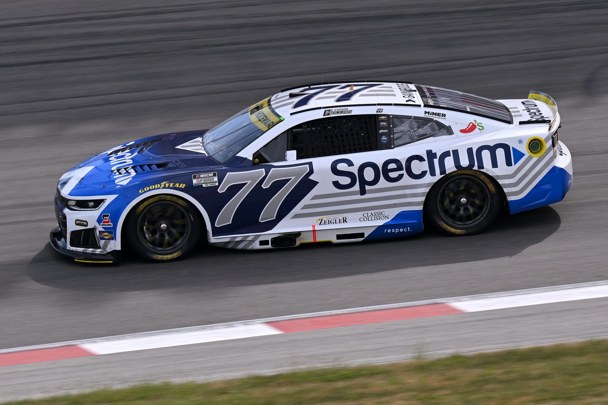 MADISON, ILLINOIS - SEPTEMBER 13: Carson Hocevar, driver of the #77 Spectrum Chevrolet, drives during the NASCAR Cup Series Enjoy Illinois 300 at WWT Raceway on September 13, 2026 in Madison, Illinois. (Photo by Amy Kontras/Getty Images) | Getty Images