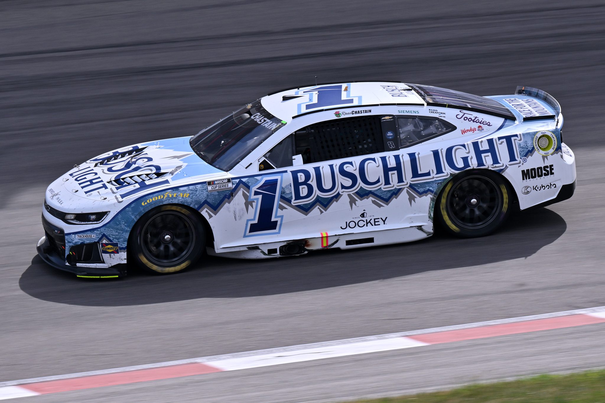 MADISON, ILLINOIS - SEPTEMBER 13: Ross Chastain, driver of the #1 Busch Light Chevrolet, drives during the NASCAR Cup Series Enjoy Illinois 300 at WWT Raceway on September 13, 2026 in Madison, Illinois. (Photo by Amy Kontras/Getty Images) | Getty Images