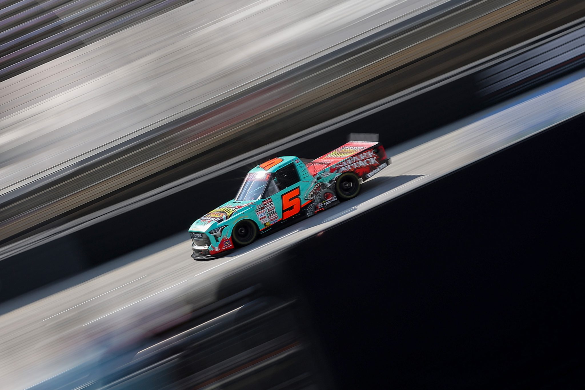 BRISTOL, TENNESSEE - SEPTEMBER 17: Bayley Currey, driver of the #5 Monster Truck Wars Toyota, drives during practice for the NASCAR Craftsman Truck Series UNOH 250 Presented by Ohio Logistics at Bristol Motor Speedway on September 17, 2026 in Bristol, Tennessee. (Photo by Jonathan Bachman/Getty Images) | Getty Images