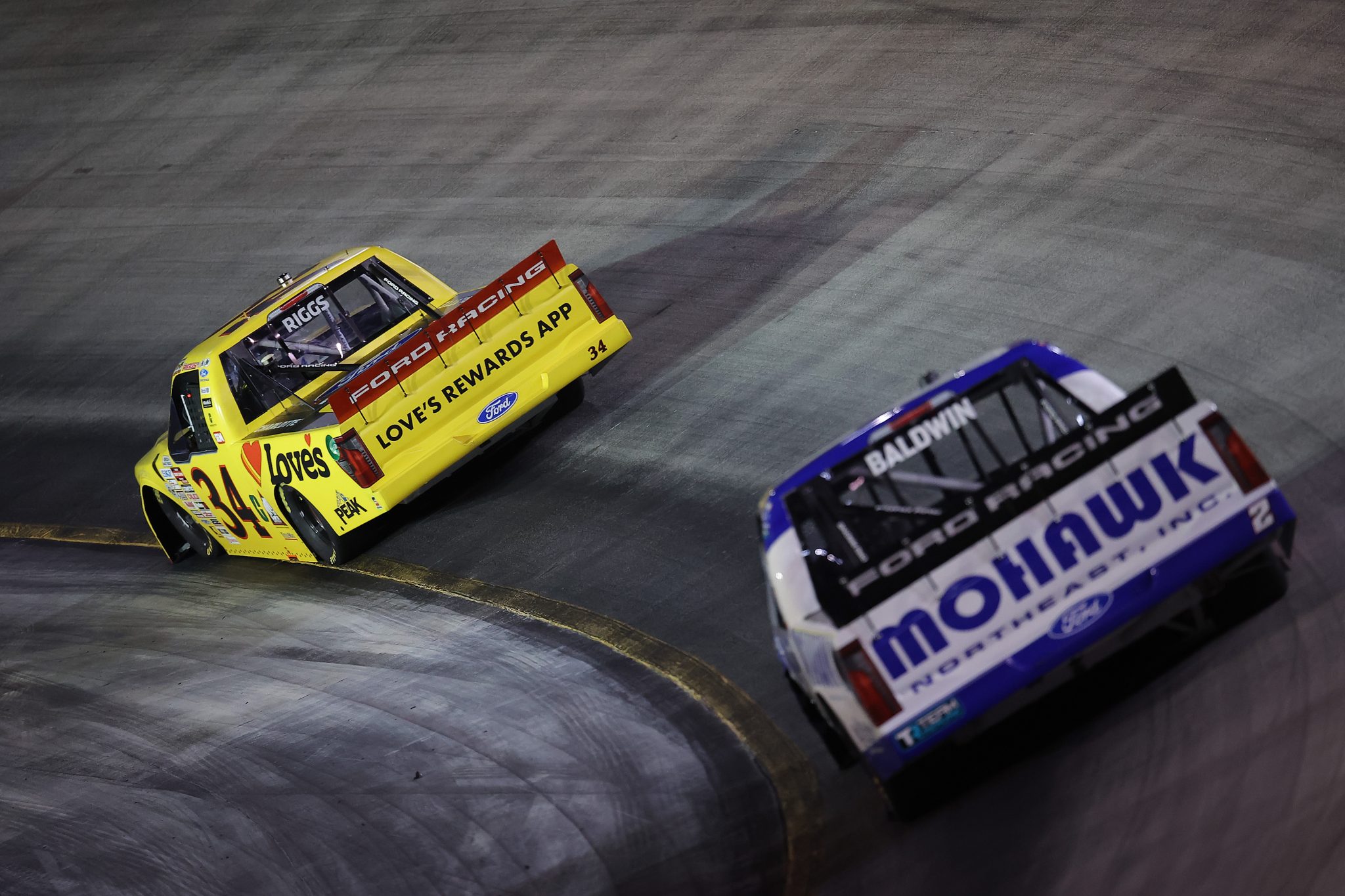 BRISTOL, TENNESSEE - SEPTEMBER 17: Layne Riggs, driver of the #34 Love's Travel Stops/Peak Ford, drives during the NASCAR Craftsman Truck Series UNOH 250 Presented by Ohio Logistics at Bristol Motor Speedway on September 17, 2026 in Bristol, Tennessee. (Photo by Jonathan Bachman/Getty Images) | Getty Images