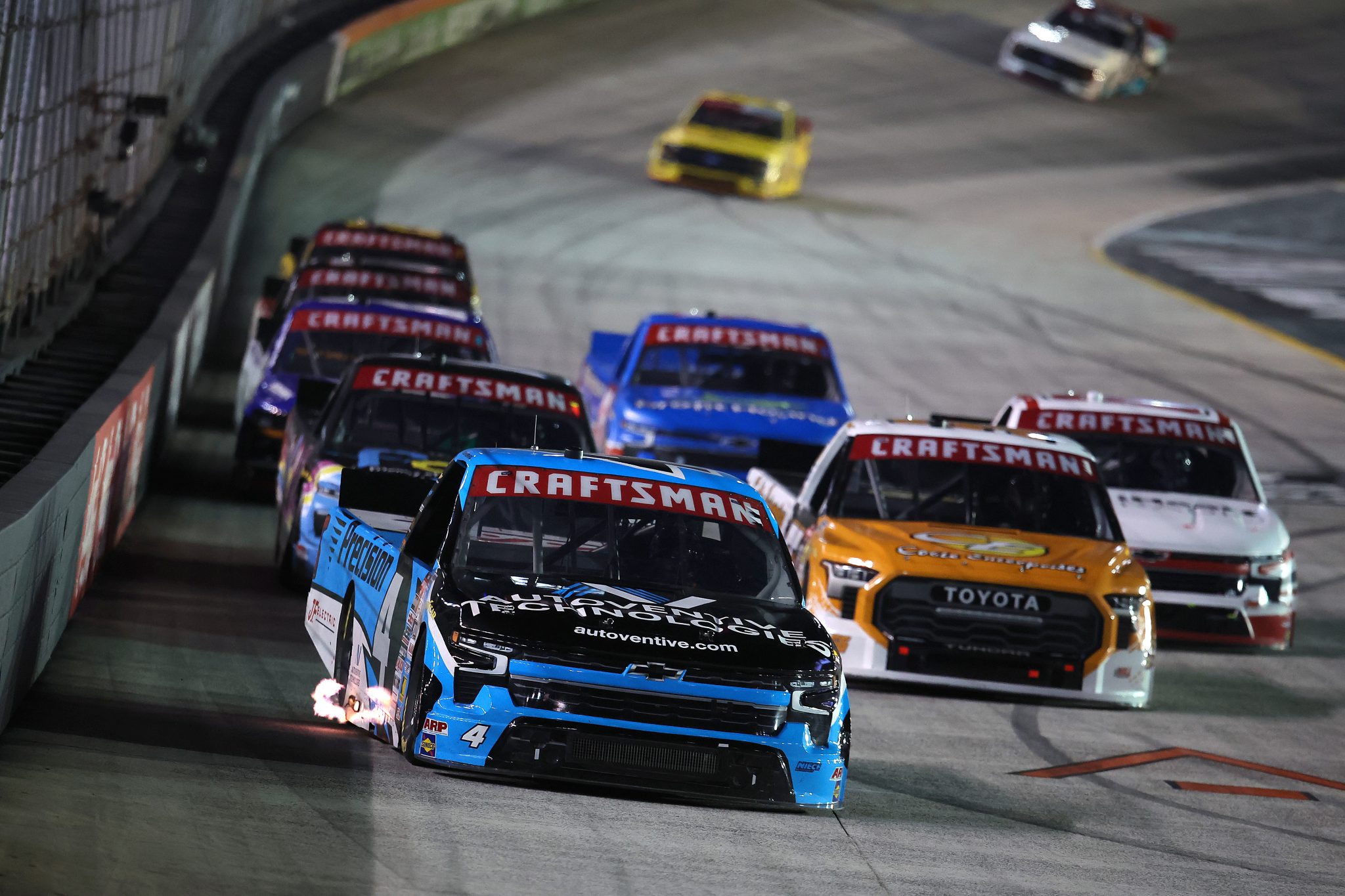 BRISTOL, TENNESSEE - SEPTEMBER 17: Connor Hall, driver of the #4 AutoVentive/Precision Chevrolet, drives during the NASCAR Craftsman Truck Series UNOH 250 Presented by Ohio Logistics at Bristol Motor Speedway on September 17, 2026 in Bristol, Tennessee. (Photo by Jonathan Bachman/Getty Images) | Getty Images