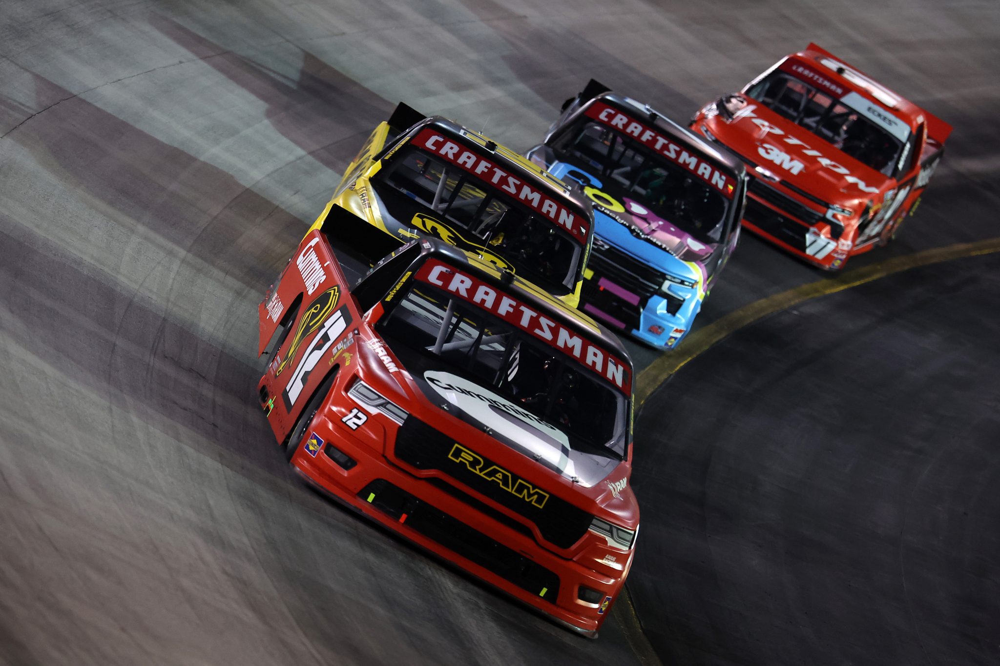 BRISTOL, TENNESSEE - SEPTEMBER 17: Brenden Queen, driver of the #12 Cummins RAM, drives during the NASCAR Craftsman Truck Series UNOH 250 Presented by Ohio Logistics at Bristol Motor Speedway on September 17, 2026 in Bristol, Tennessee. (Photo by Jonathan Bachman/Getty Images) | Getty Images