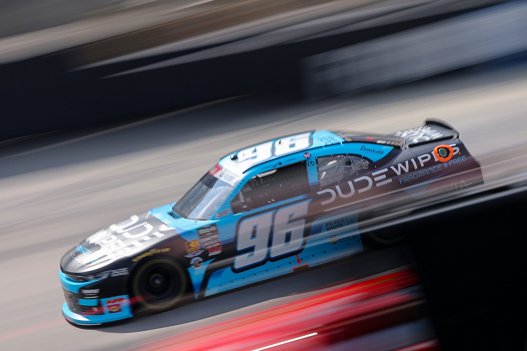 BRISTOL, TENNESSEE - SEPTEMBER 18: Anthony Alfredo, driver of the #96 Dude Wipes Fragrance Free Chevrolet, drives during practice for the NASCAR O'Reilly Auto Parts Series Food City 300 at Bristol Motor Speedway on September 18, 2026 in Bristol, Tennessee. (Photo by Jonathan Bachman/Getty Images) | Getty Images