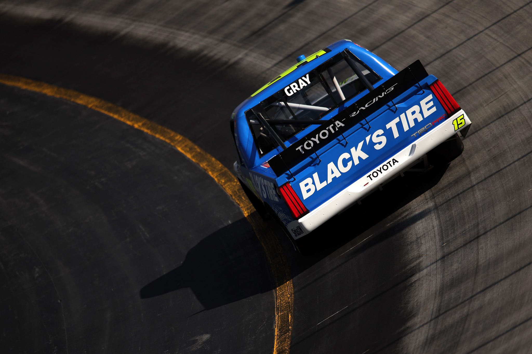 BRISTOL, TENNESSEE - SEPTEMBER 17: Tanner Gray, driver of the #15 Black's Tire Toyota, drives during practice for the NASCAR Craftsman Truck Series UNOH 250 Presented by Ohio Logistics at Bristol Motor Speedway on September 17, 2026 in Bristol, Tennessee. (Photo by Jonathan Bachman/Getty Images) | Getty Images