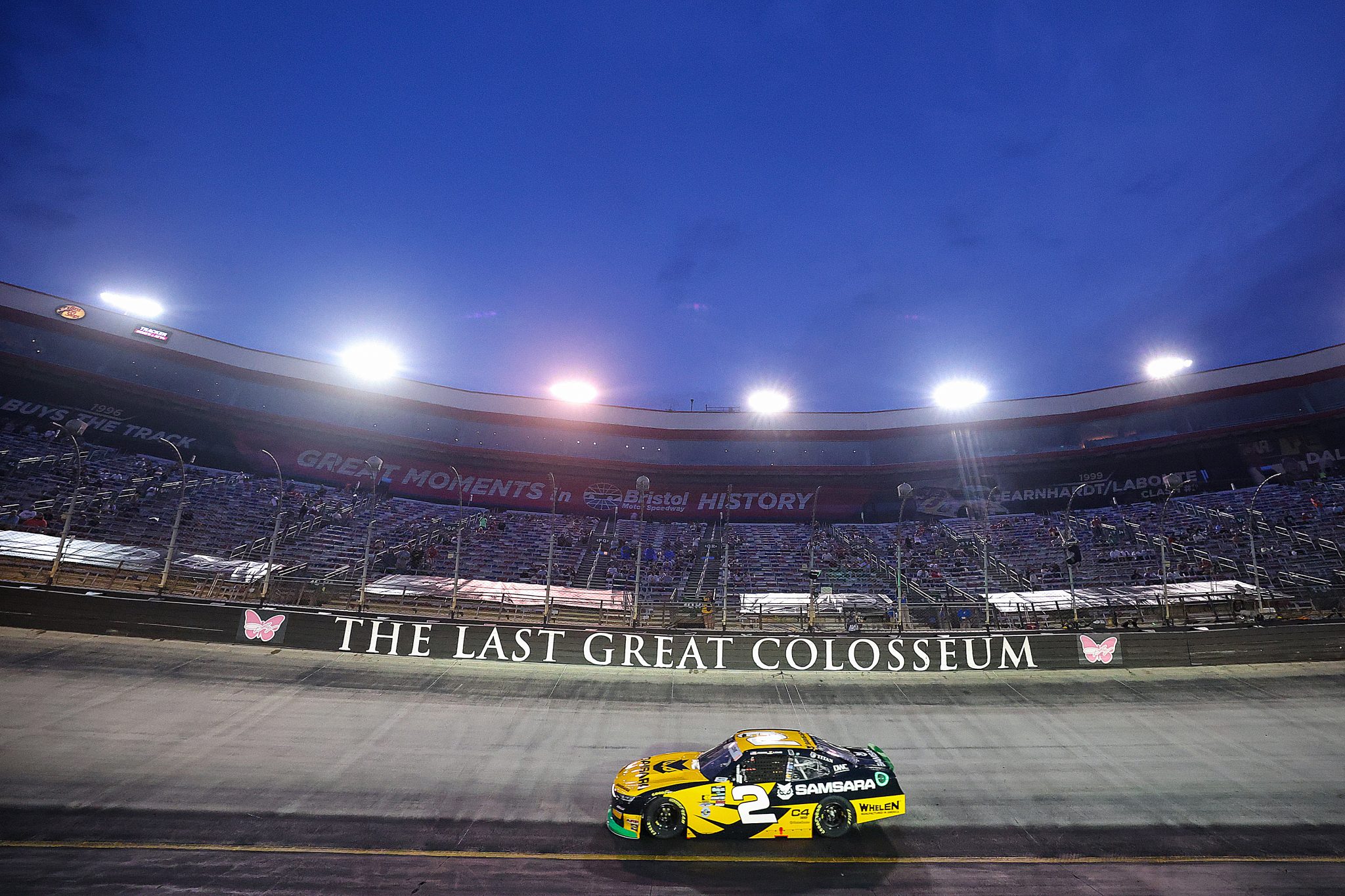 BRISTOL, TENNESSEE - SEPTEMBER 18: Jesse Love, driver of the #2 Samsara Chevrolet, drives during the NASCAR O'Reilly Auto Parts Series Food City 300 at Bristol Motor Speedway on September 18, 2026 in Bristol, Tennessee. (Photo by Chris Graythen/Getty Images) | Getty Images