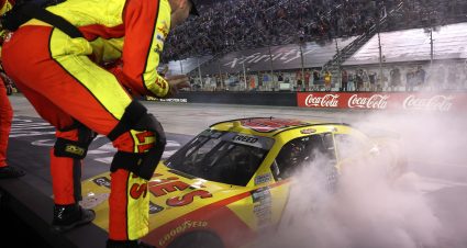 BRISTOL, TENNESSEE - SEPTEMBER 18: Sheldon Creed, driver of the #00 Ollie's Chevrolet, celebrates with a burnout after winning the NASCAR O'Reilly Auto Parts Series Food City 300 at Bristol Motor Speedway on September 18, 2026 in Bristol, Tennessee. (Photo by Chris Graythen/Getty Images) | Getty Images