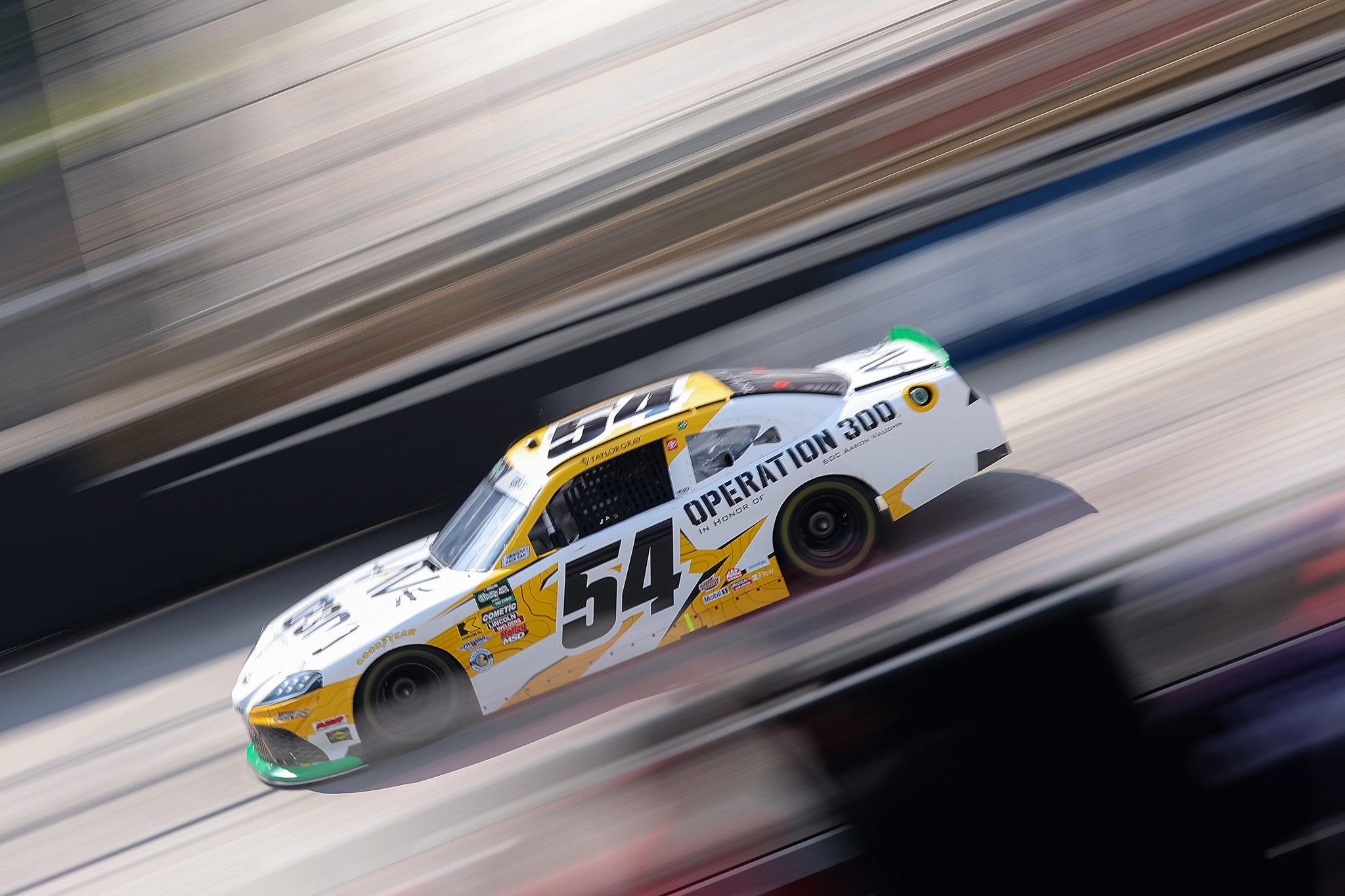 BRISTOL, TENNESSEE - SEPTEMBER 18: Taylor Gray, driver of the #54 Operation 300 Toyota, drives during practice for the NASCAR O'Reilly Auto Parts Series Food City 300 at Bristol Motor Speedway on September 18, 2026 in Bristol, Tennessee. (Photo by Jonathan Bachman/Getty Images) | Getty Images
